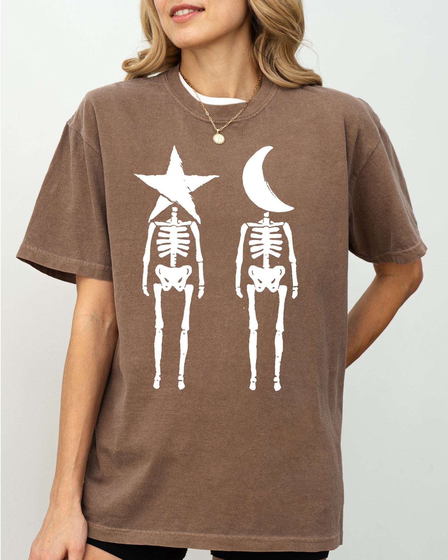 Mystical Couple, Stars, Moons, Skeleton, Halloween, Spooky Shirt Comfort Colors T-Shirt