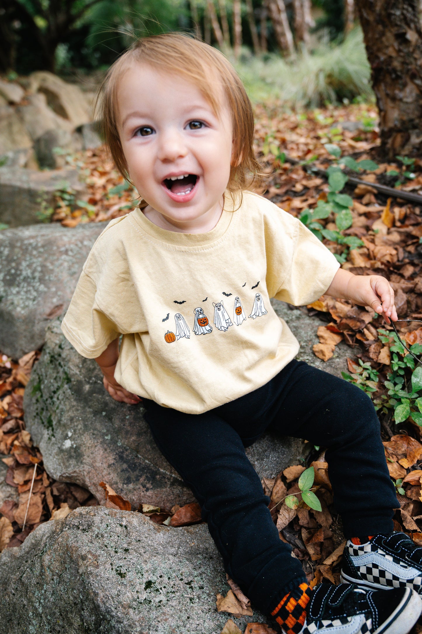 Halloween Ghost Dogs Oversized T-Shirt Romper Little Joy Co.