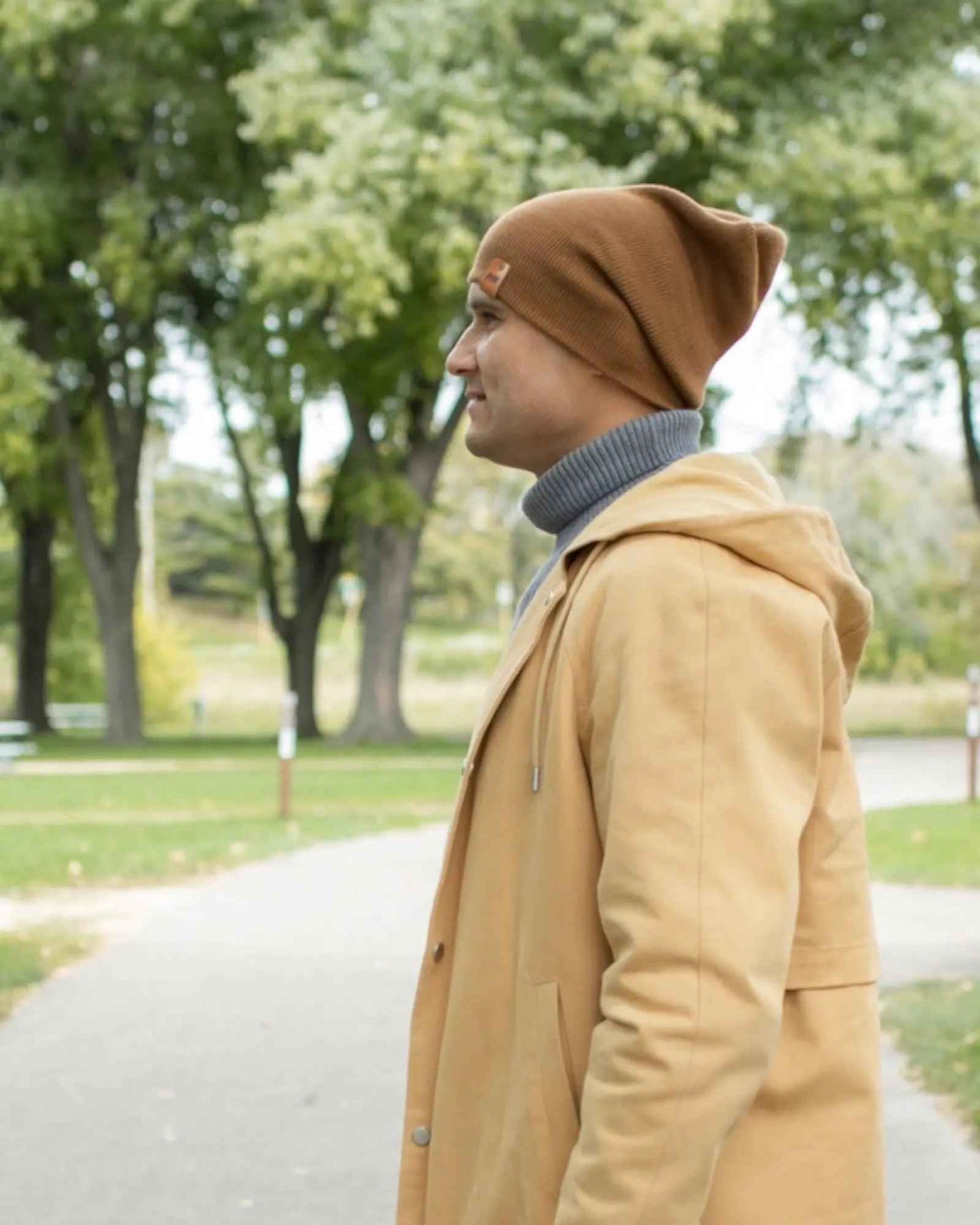 NEW HAAKWEAR H-Stitch Cuffed Beanie - Patented Design, Made in USA - Camel Brown