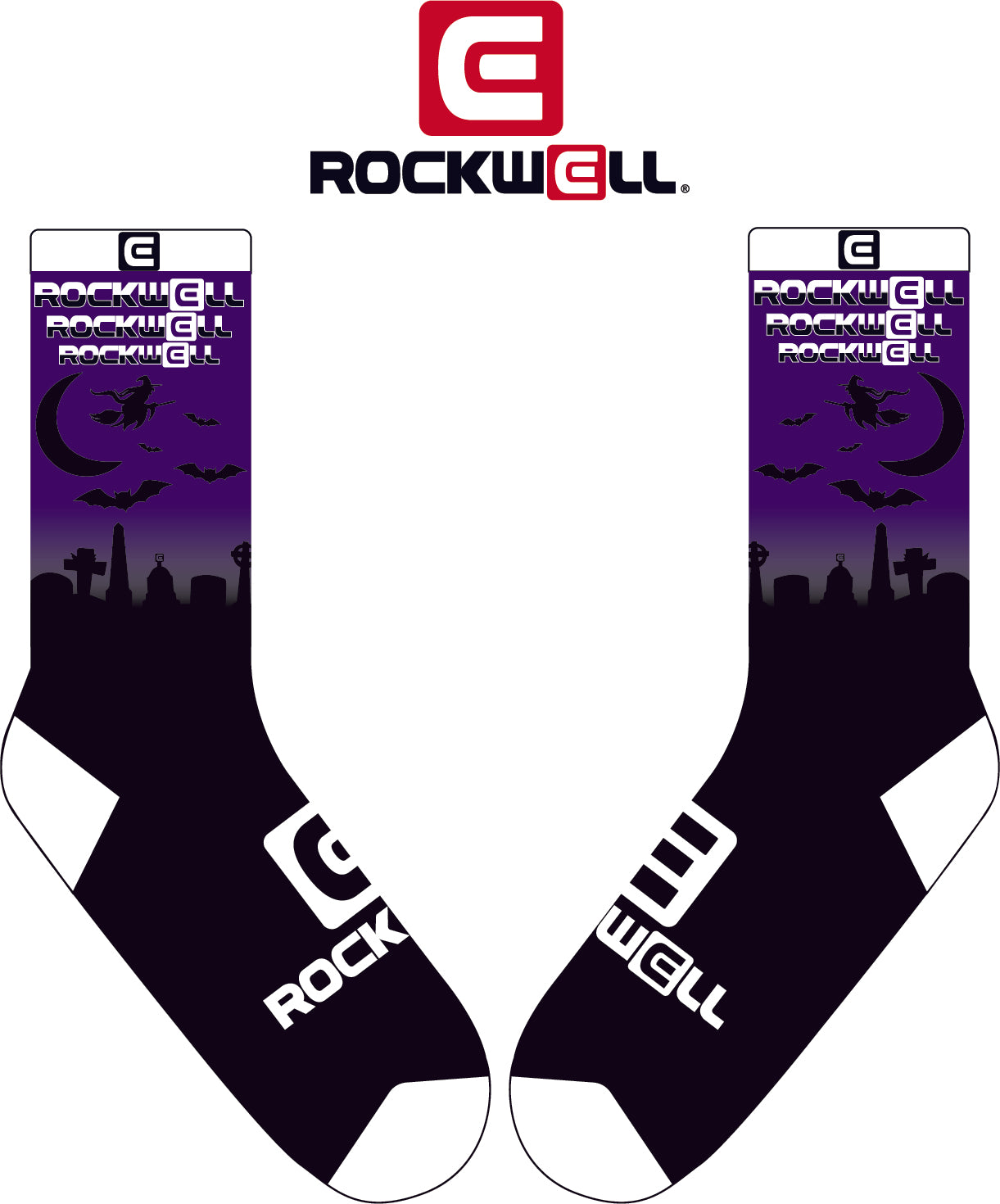 Crew Socks Night Sky Witch Black and Purple Sock Rockwell Time
