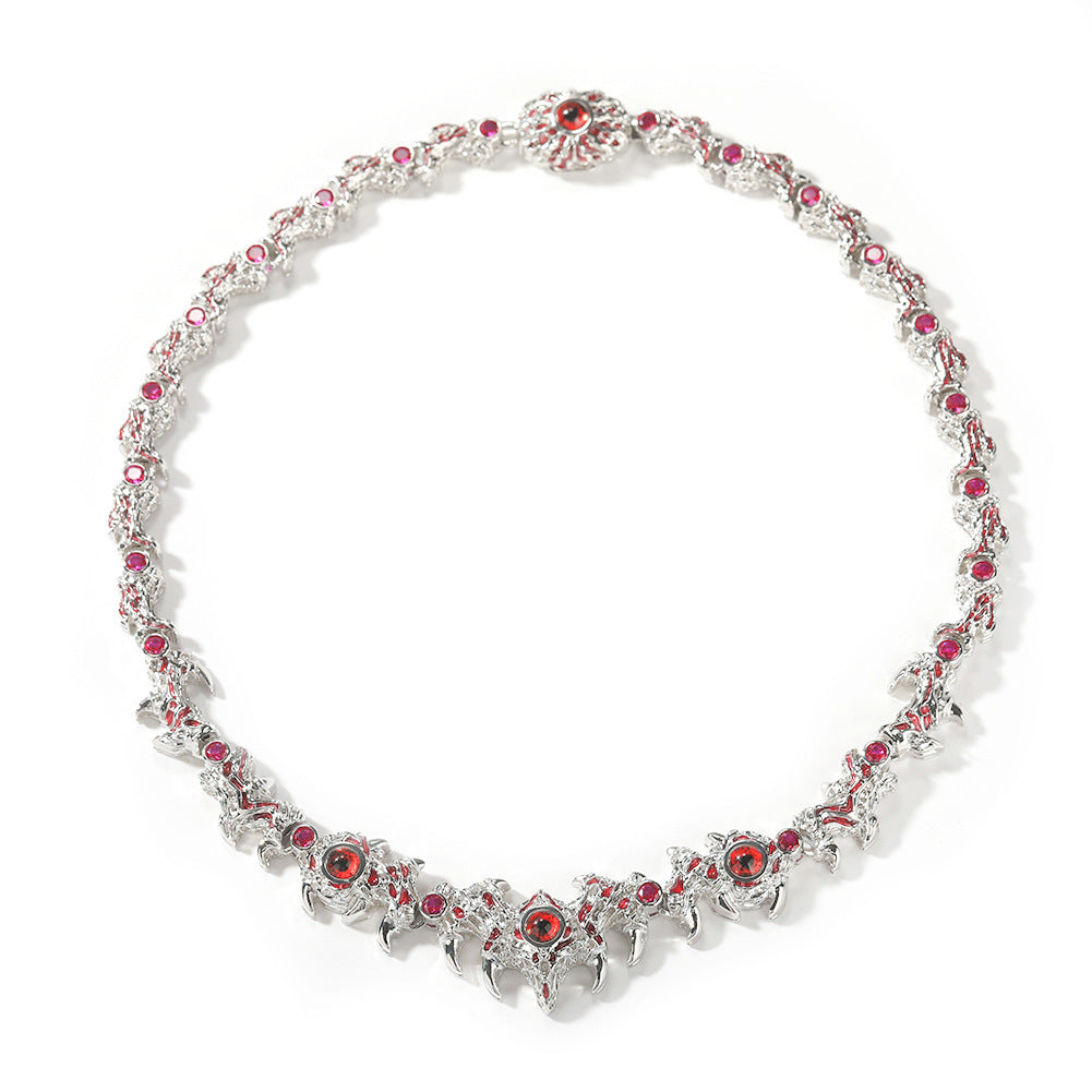 Red-eyed Thorn Diamond-encrusted Necklace Hip-hop Exaggerated Style