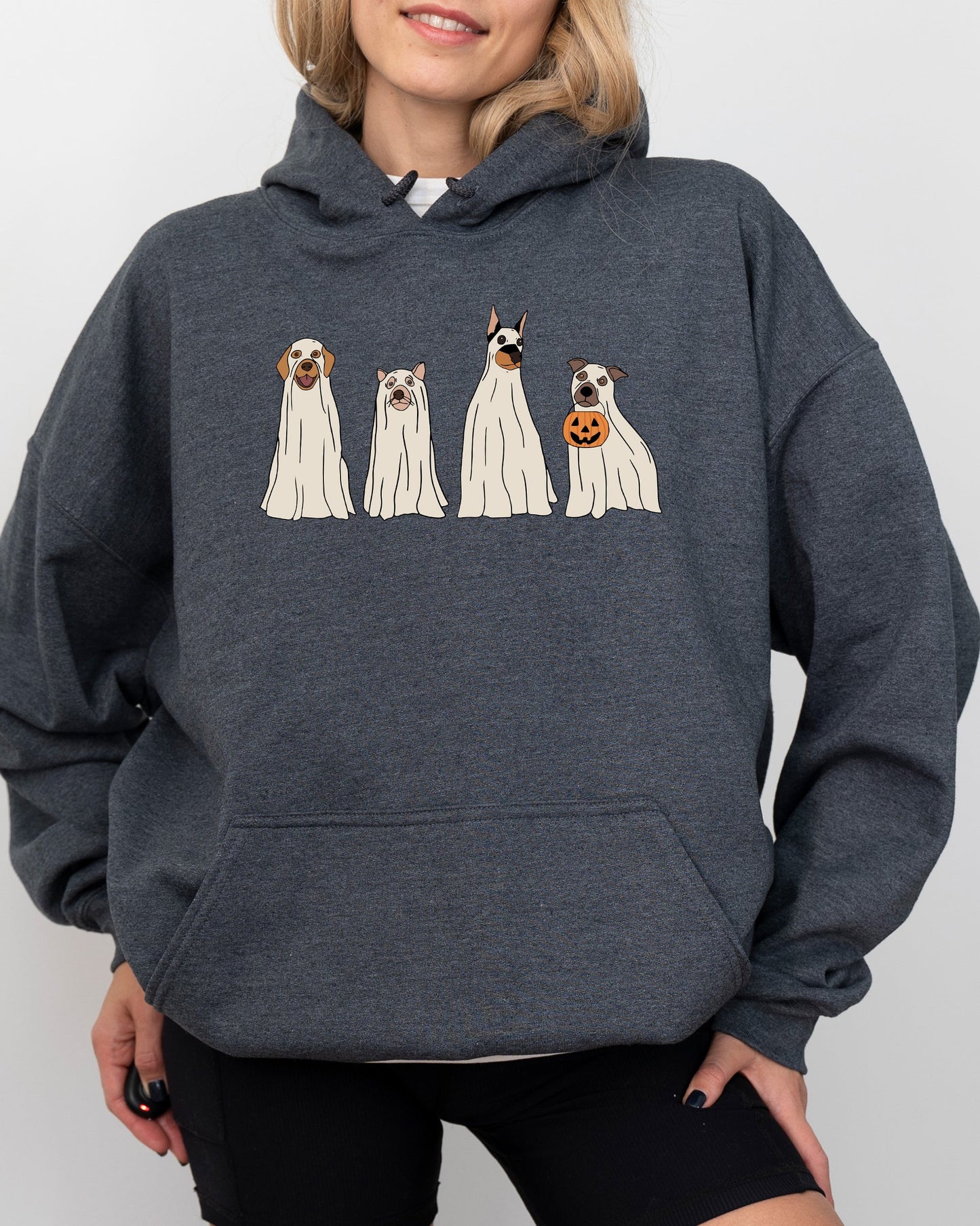 Spooky Ghost Dogs Funny Halloween Costume Hoodie Hooded Sweatshirt