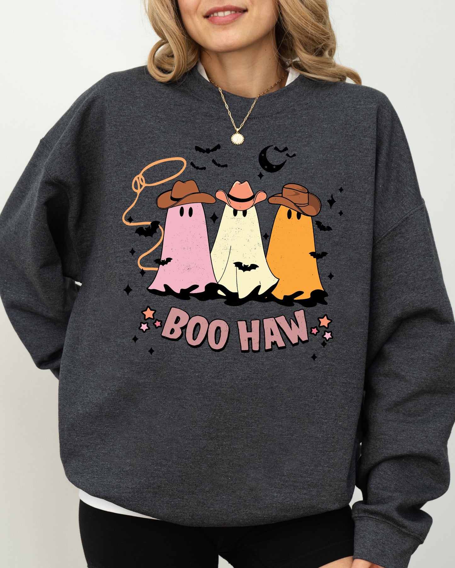 Boo Haw Mini Cowboy Ghosts Funny Aesthetic Costume Sweatshirt