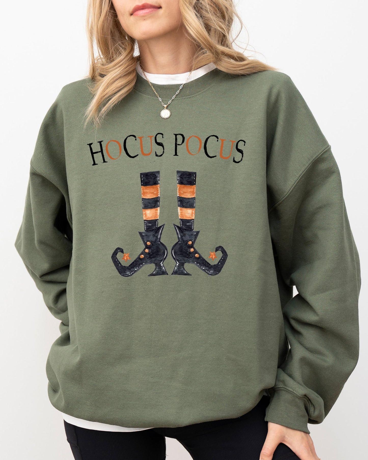 Halloween Costume Sweatshirt Hocus Pocus Boots Skeleton Funny Witch Aesthetic Meme