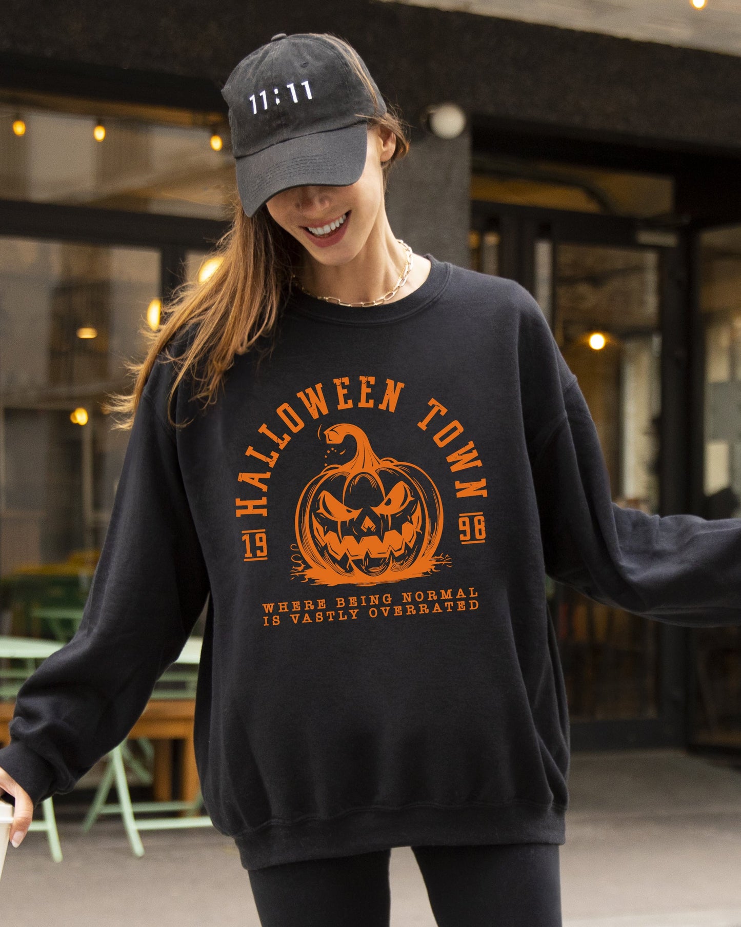 Halloween Town Aesthetic Costume Sweatshirt Spooky Pumpkin Skeleton Witch