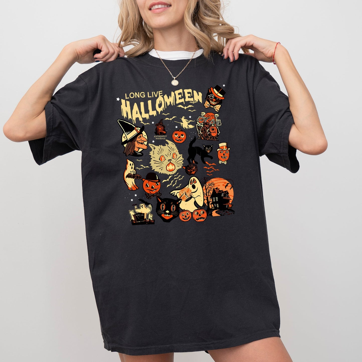 Long Live Halloween Aesthetic Pumpkin Skeleton Halloween Costume Comfort Colors T-Shirt
