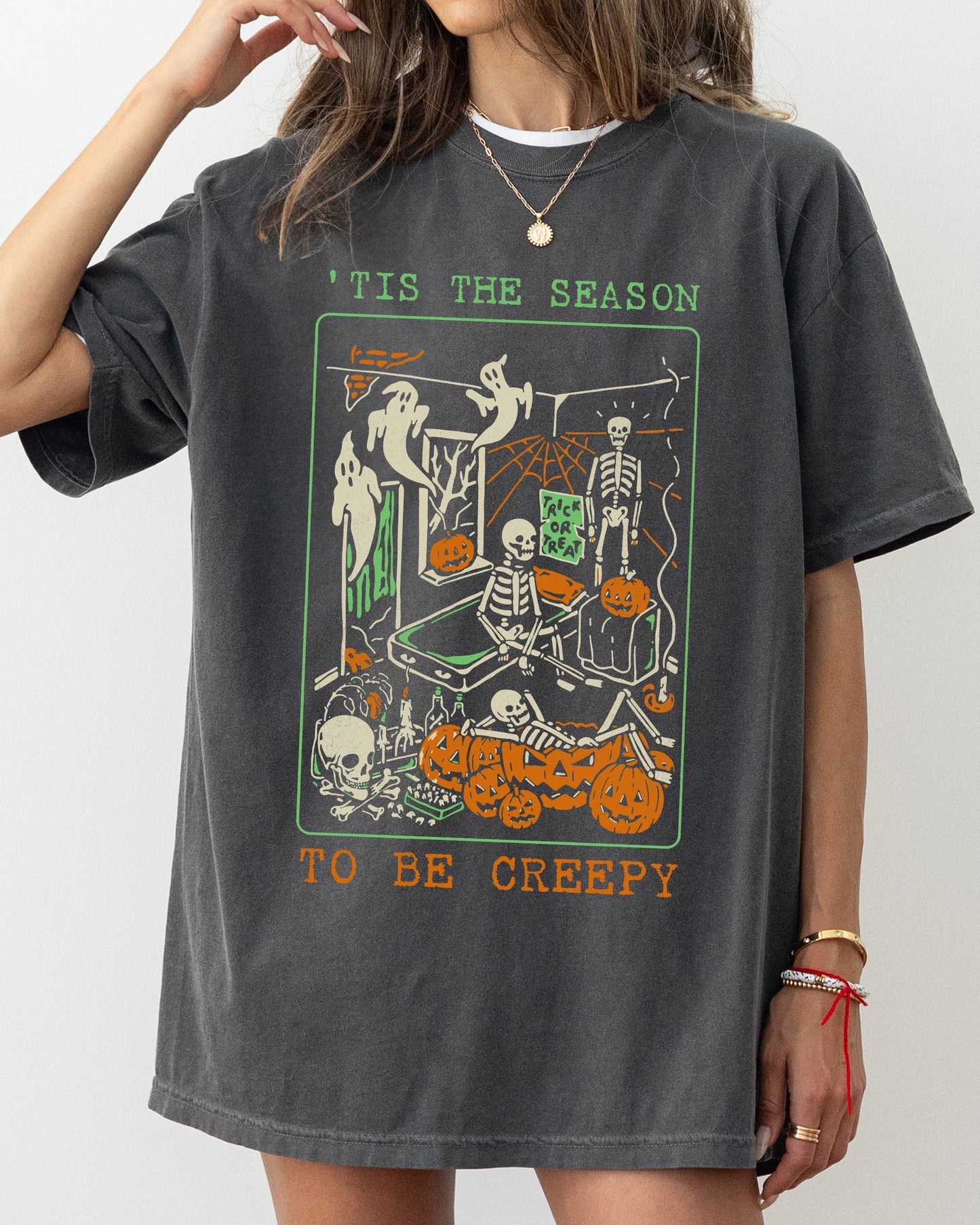 Tis The Season, Creepy, Spooky, Skeleton, Funny, Witch, Aesthetic, Meme, Halloween, Costume, Tshirt Comfort Colors T-Shirt