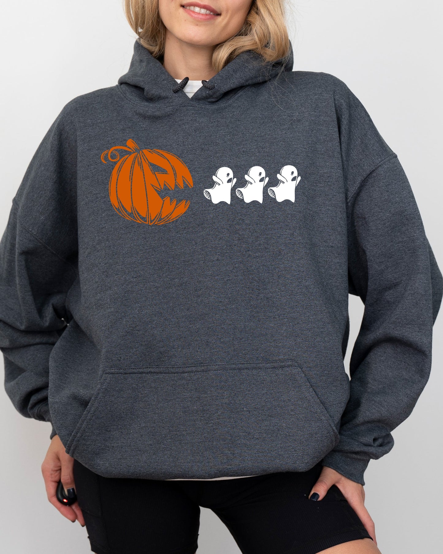 Pumpkin Pacman Spooky Halloween Costume Hoodie Hooded Sweatshirt