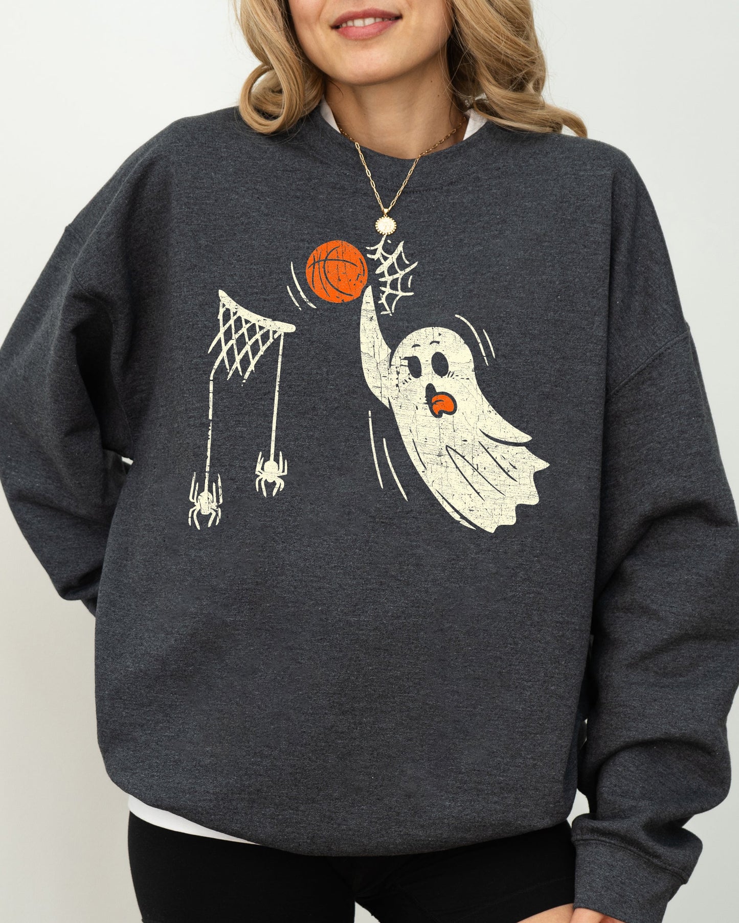 Basketball Ghost Spooky Halloween Costume Sweatshirt
