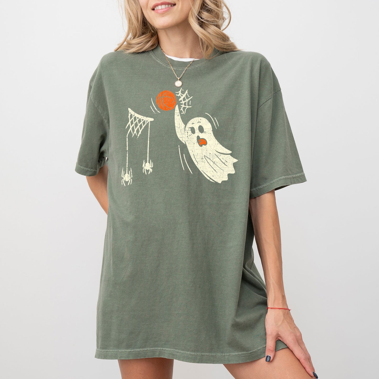 Basketball Ghost Spooky Witch Halloween Costume Tshirt Comfort Colors T-Shirt