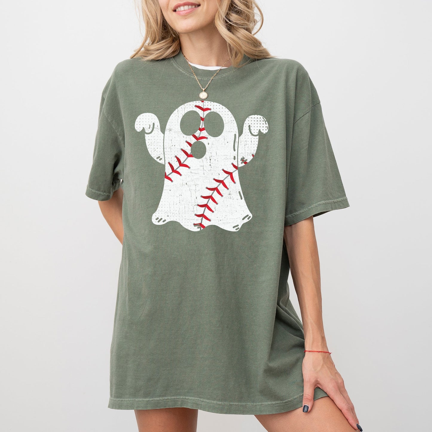 Baseball Ghost Spooky Halloween Costume Tshirt Comfort Colors T-Shirt