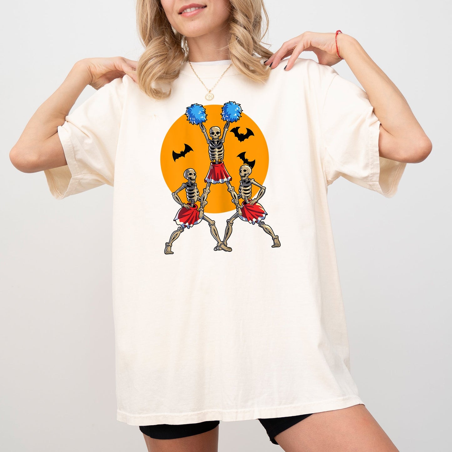 Cheerleader Skeleton Funny Halloween Costume Tshirt Comfort Colors T-Shirt
