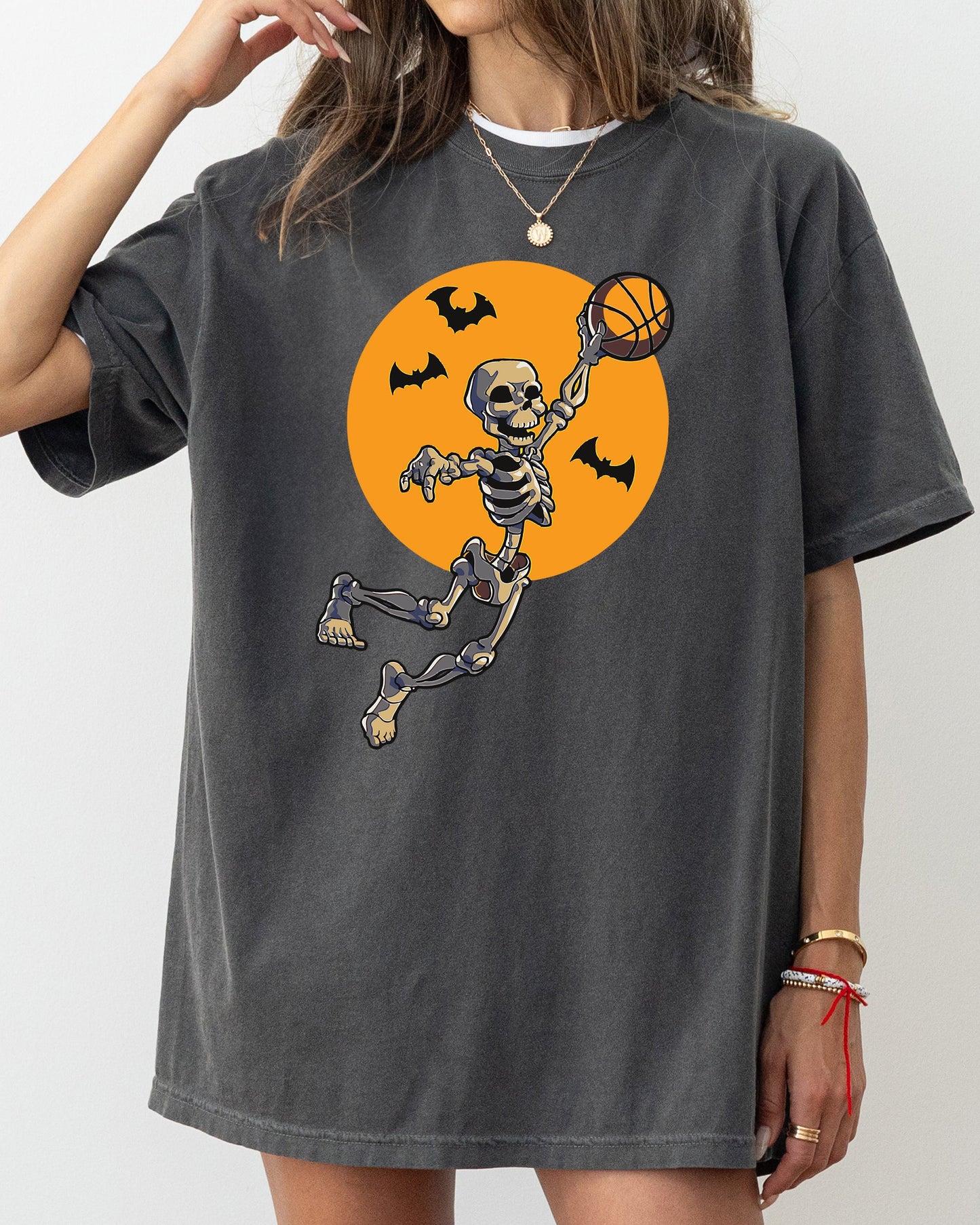 Basketball Skeleton Spooky Funny Witch Halloween Costume Tshirt Comfort Colors T-Shirt