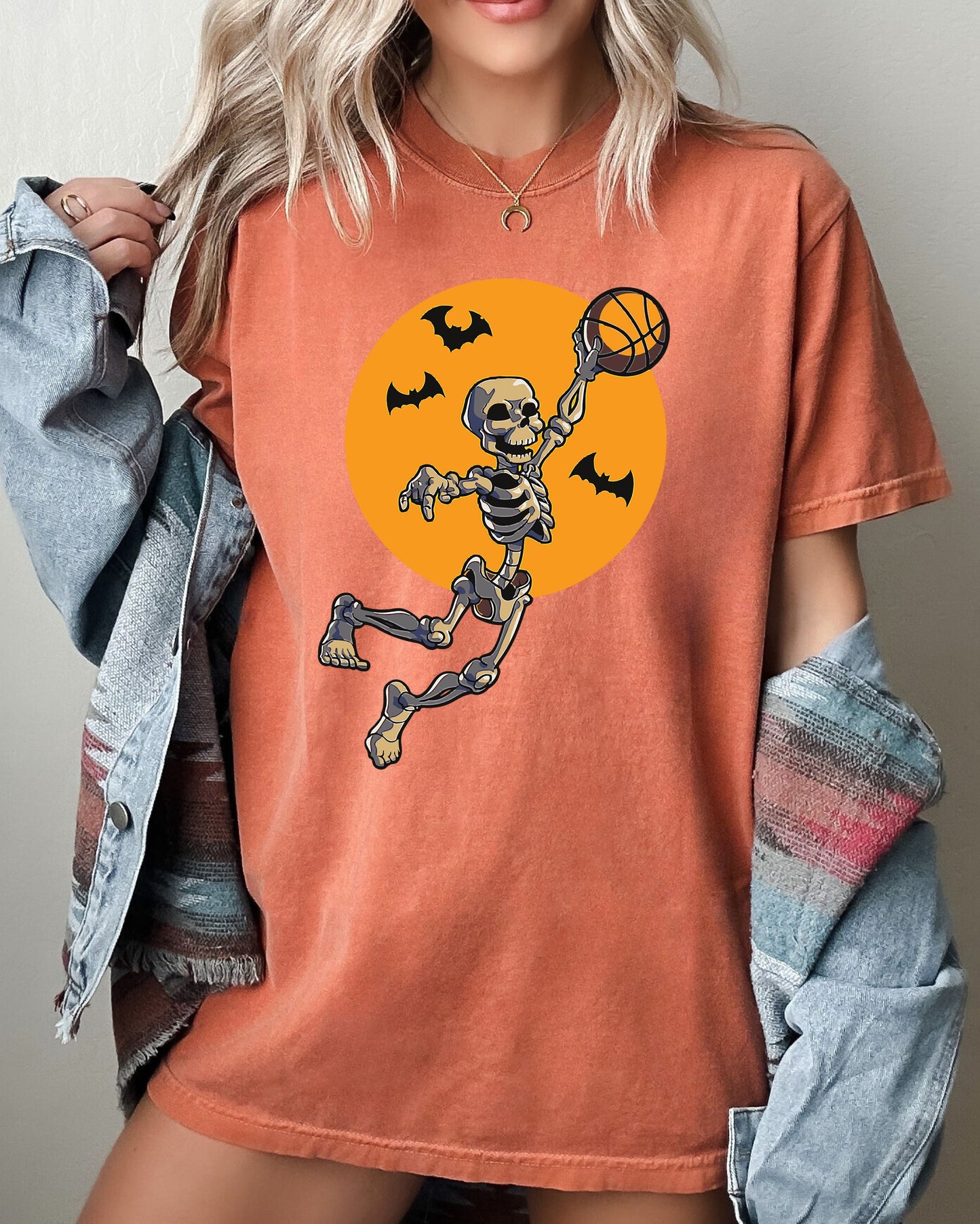 Basketball, Skeleton, Spooky, Funny, Witch, Aesthetic, Meme, Halloween, Costume, Tshirt Comfort Colors T-Shirt