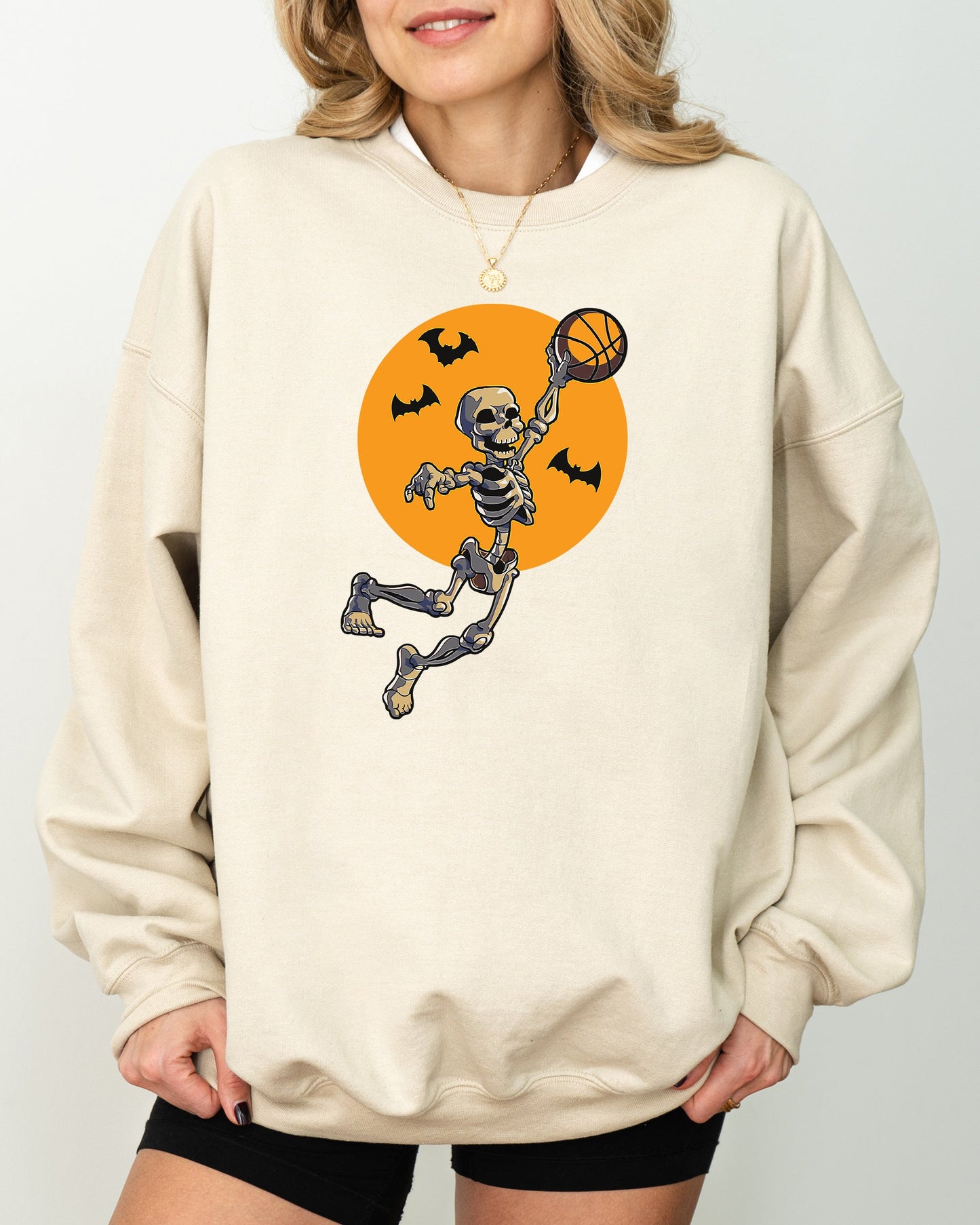 Basketball, Skeleton, Spooky, Funny, Witch, Aesthetic, Meme, Halloween, Costume Sweatshirt