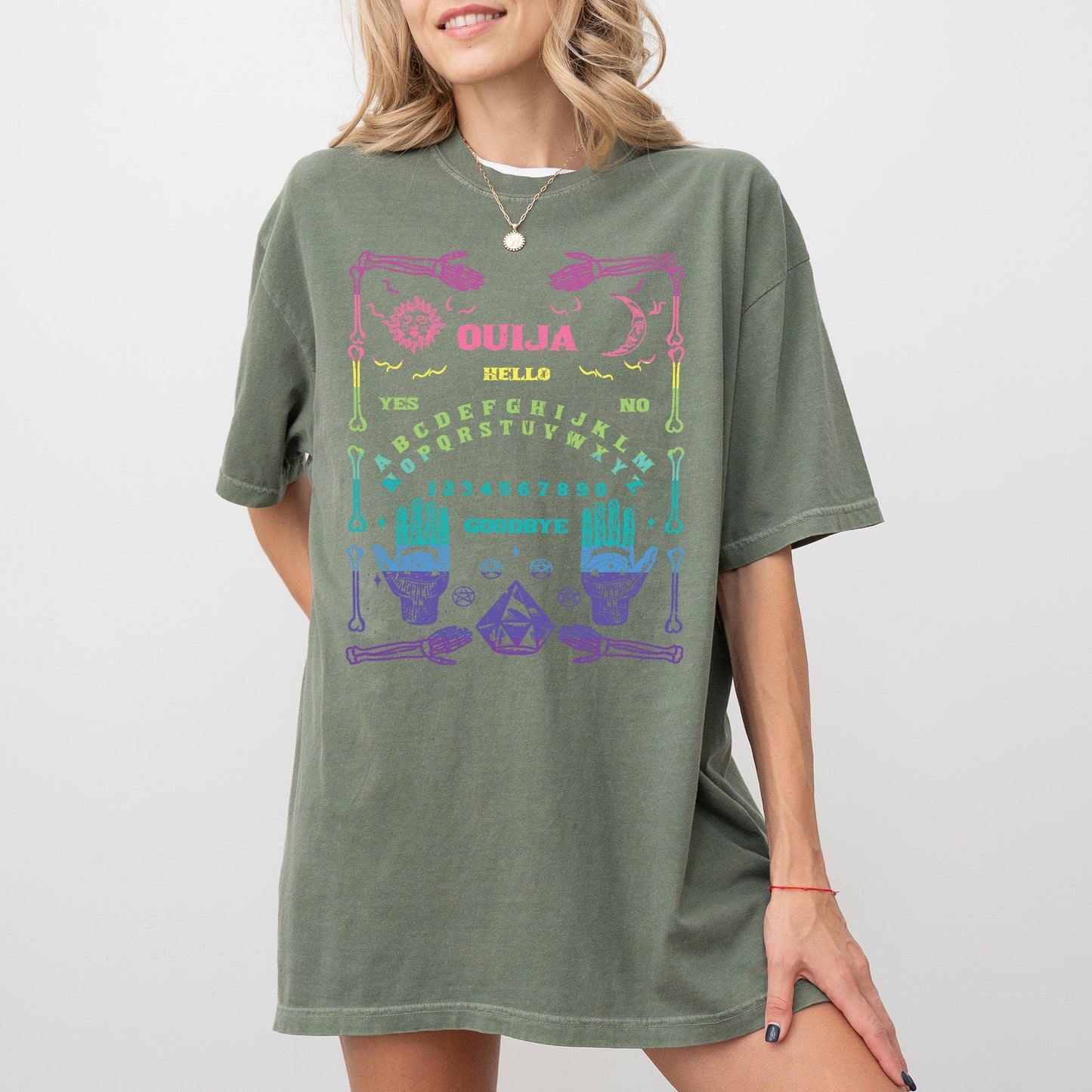 Spirit Board Ouija Skeleton Spooky Halloween Costume Tshirt Comfort Colors T-Shirt