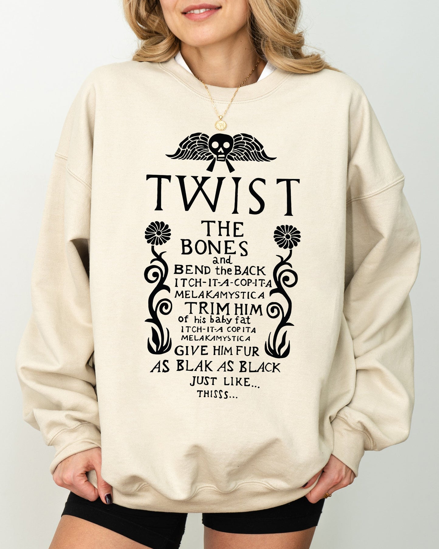 Twist The Bones, Skeleton, Spooky, Ghost, Funny, Witch, Aesthetic, Meme, Halloween, Costume Sweatshirt