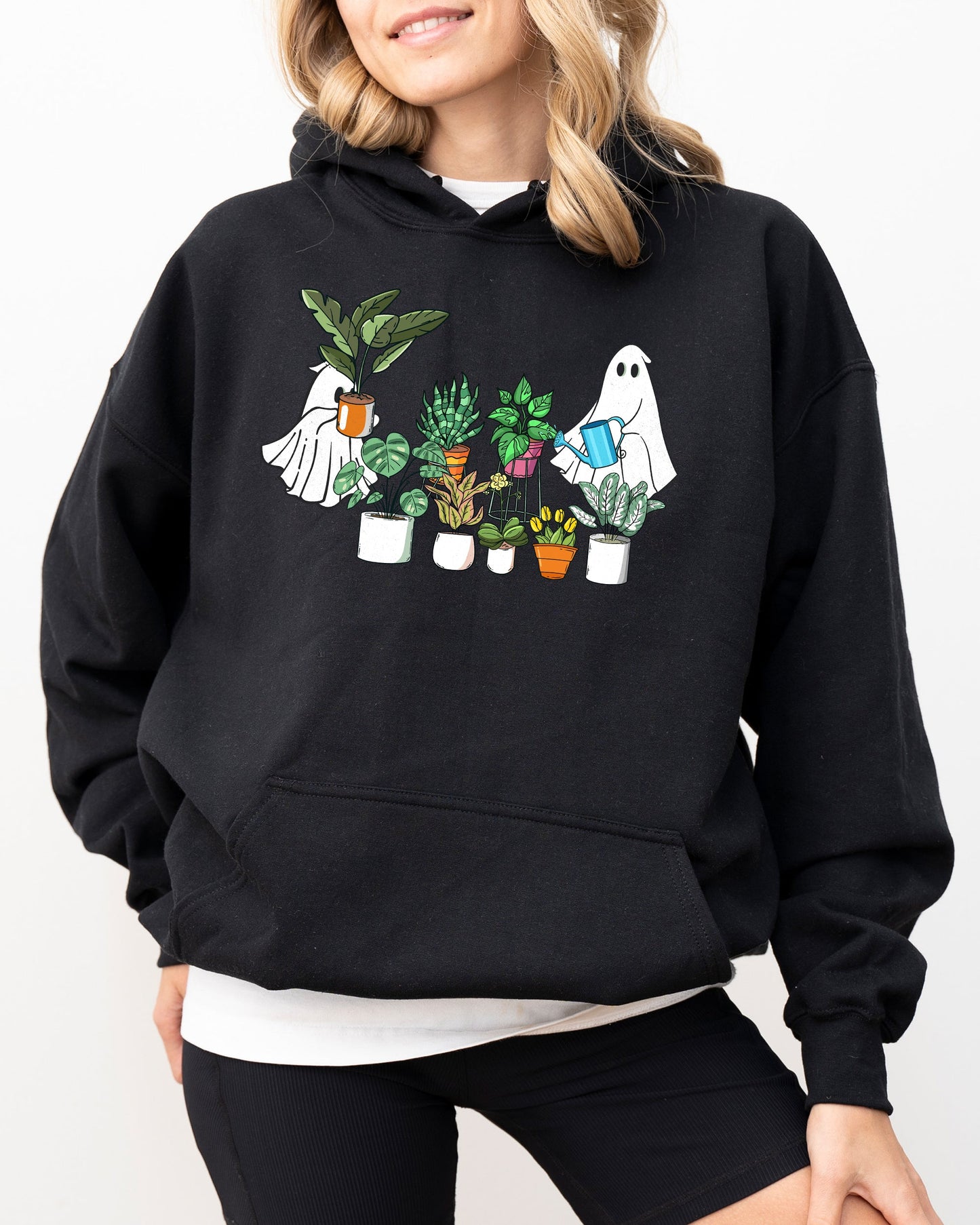 Plant Lover Ghost Skeleton Spooky Funny Witch Halloween Costume Hoodie Hooded Sweatshirt