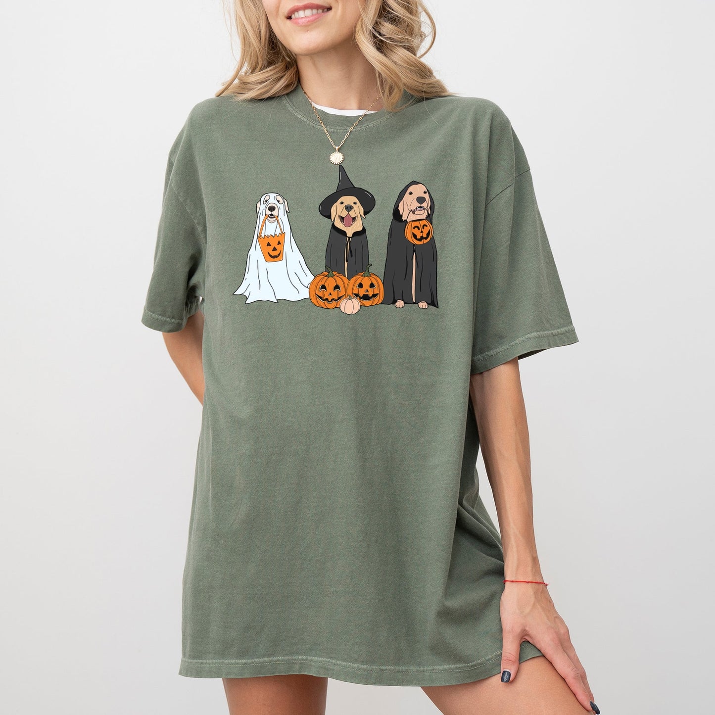 Dog Ghosts Pumpkin Halloween Costume Tshirt Comfort Colors T-Shirt