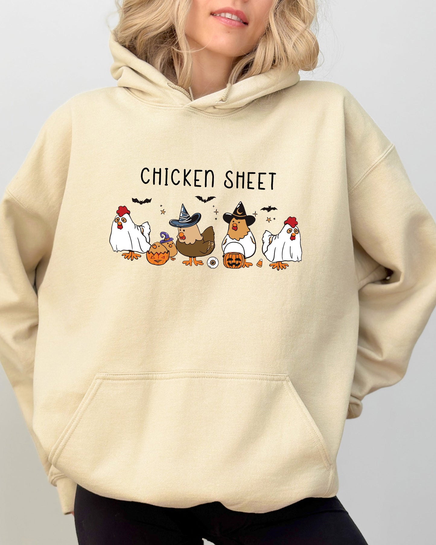 Halloween Chicken Sheet Funny Pumpkin Costume Hoodie Hooded Sweatshirt