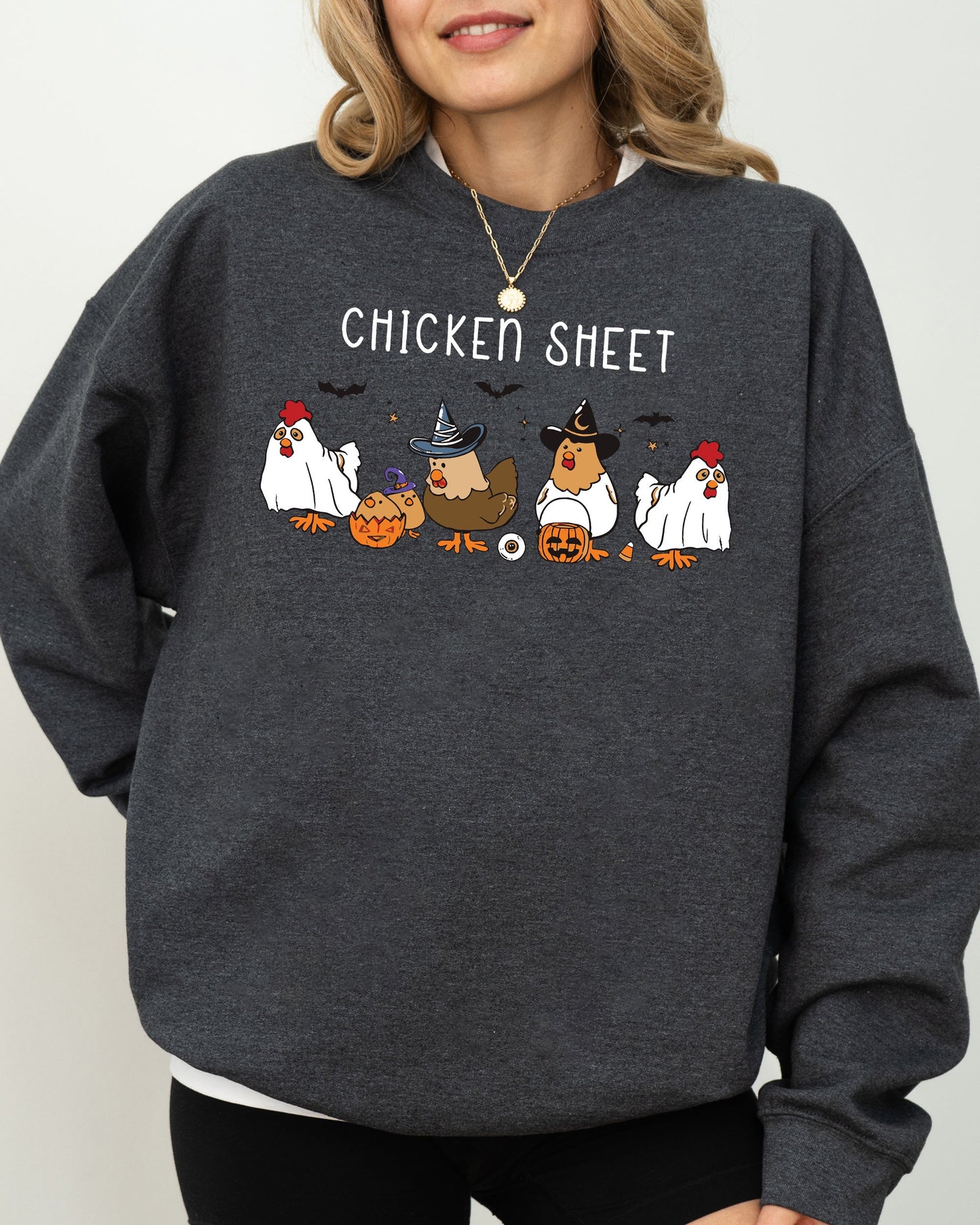 Chicken Sheet Ghost Skeleton Funny Pumpkin Spooky Witch Halloween Costume Sweatshirt