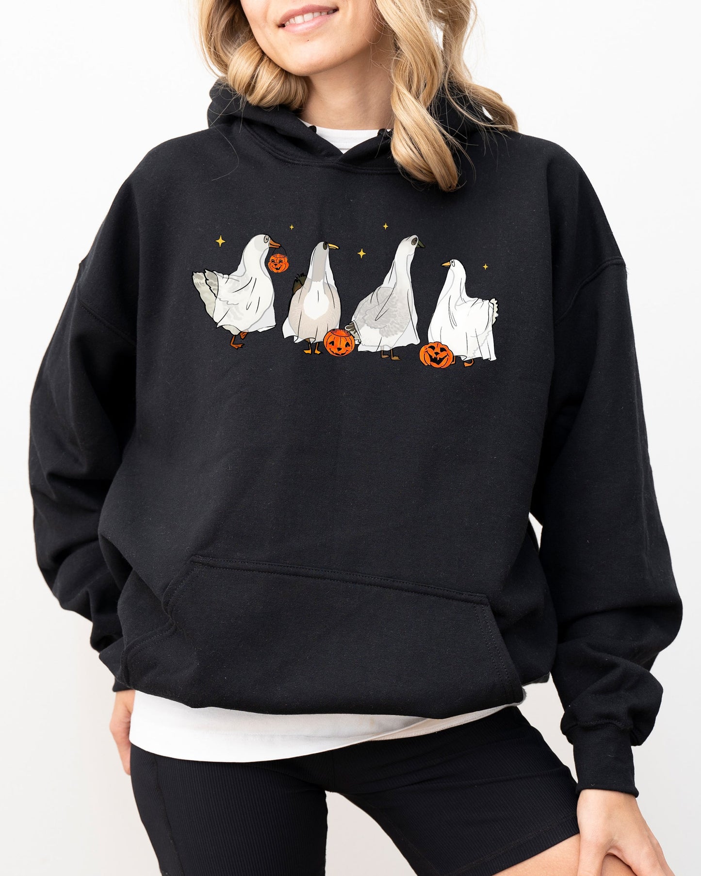 Ghost Geese Funny Pumpkin Halloween Costume Hoodie Hooded Sweatshirt