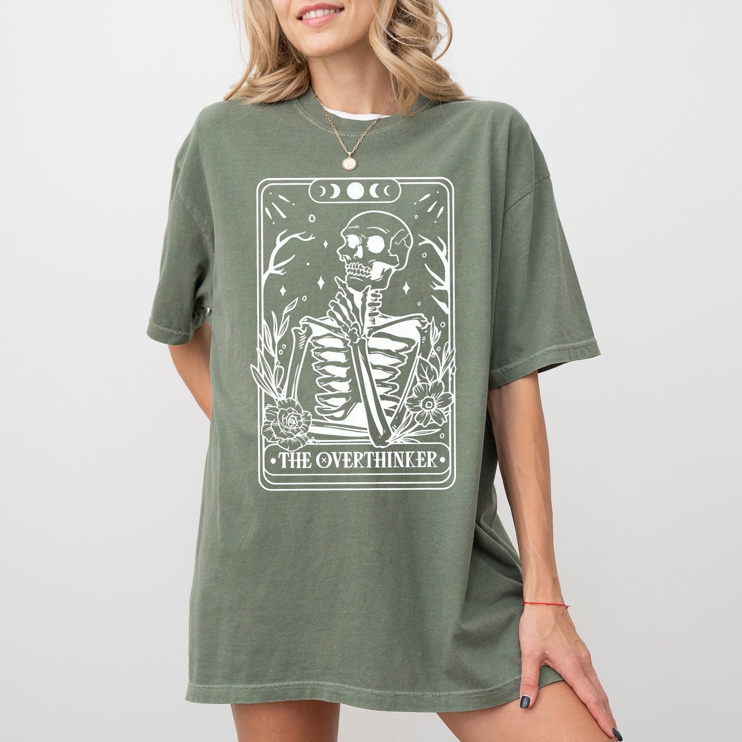The Overthinker, Tarot, Skeleton, Funny, Pumpkin, Spooky, Witch, Aesthetic, Meme, Halloween, Costume, Tshirt Comfort Colors T-Shirt