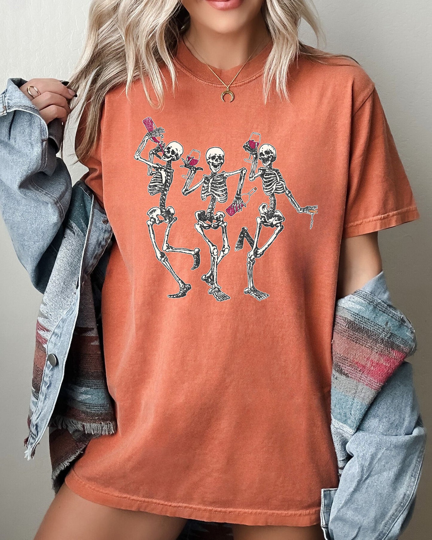 Dancing Skeletons Funny Witch Halloween Costume Tshirt Comfort Colors T-Shirt