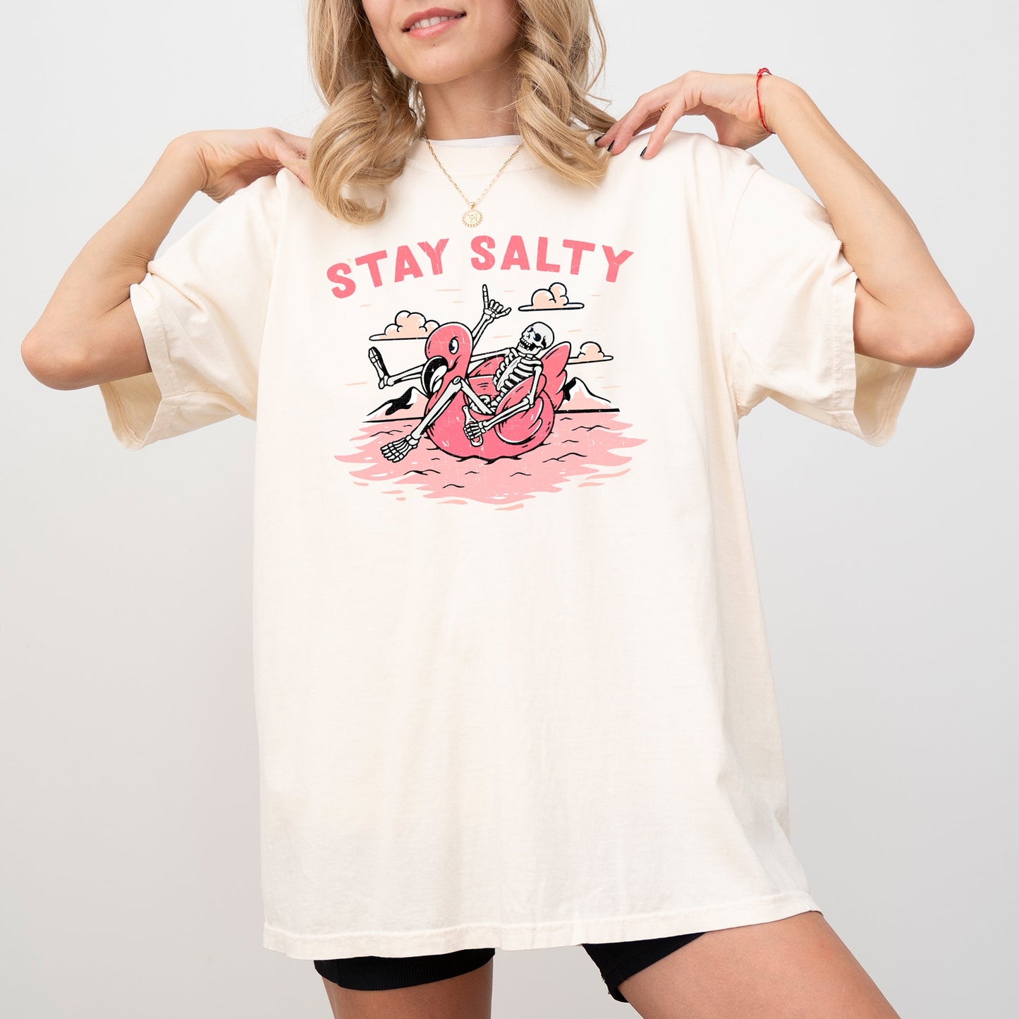 Funny Stay Salty Skeleton Halloween Costume T-Shirt Comfort Colors