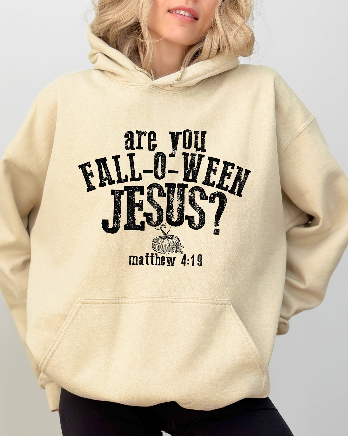 Halloween Costume Funny Hoodie Fall-O-Ween Jesus Skeleton Ghost Witch Hoodie Hooded Sweatshirt