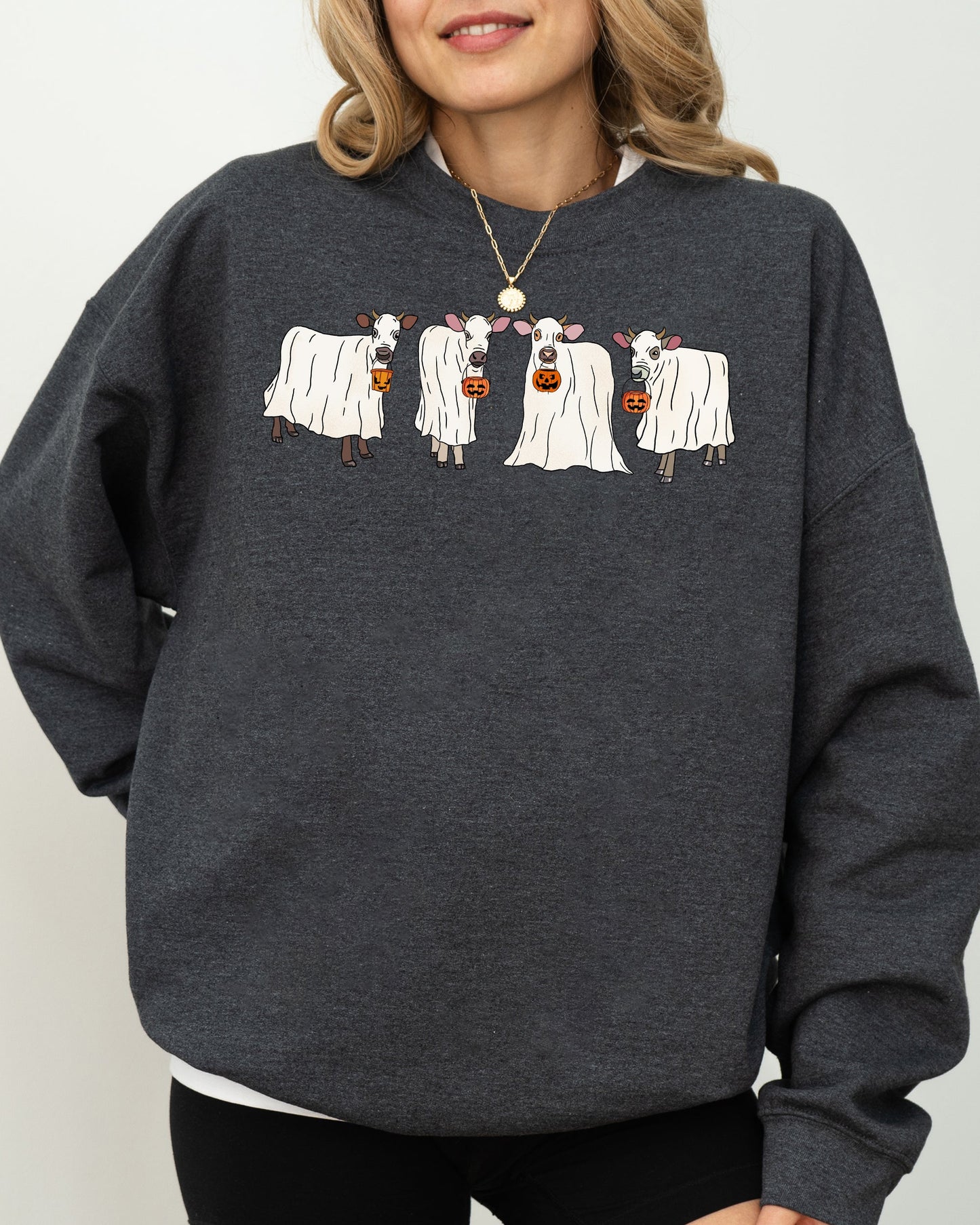 Ghost Cows Funny Spooky Halloween Costume Sweatshirt