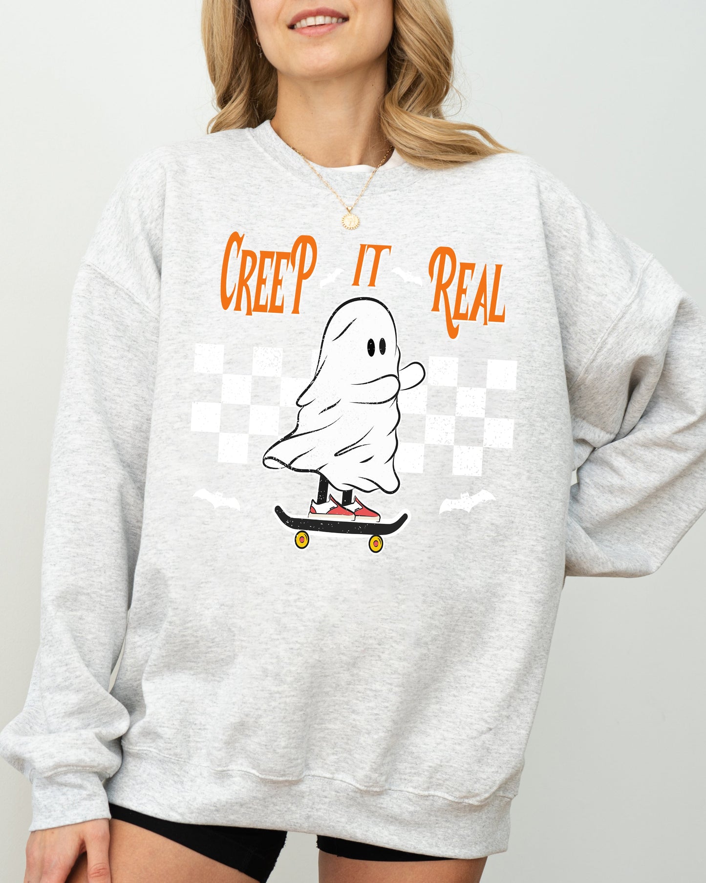 Creep It Real Ghost Skeleton Funny Spooky Witch Halloween Costume Sweatshirt