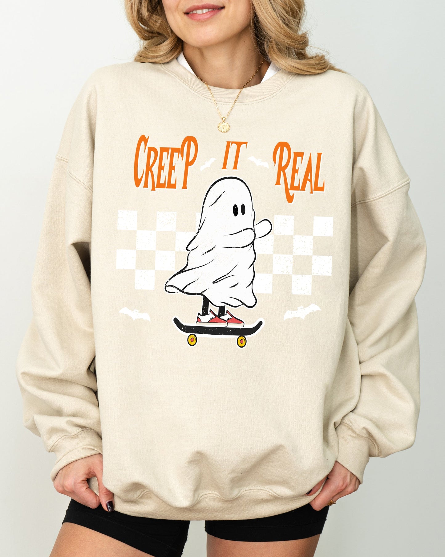 Creep It Real Ghost Skeleton Funny Spooky Witch Halloween Costume Sweatshirt