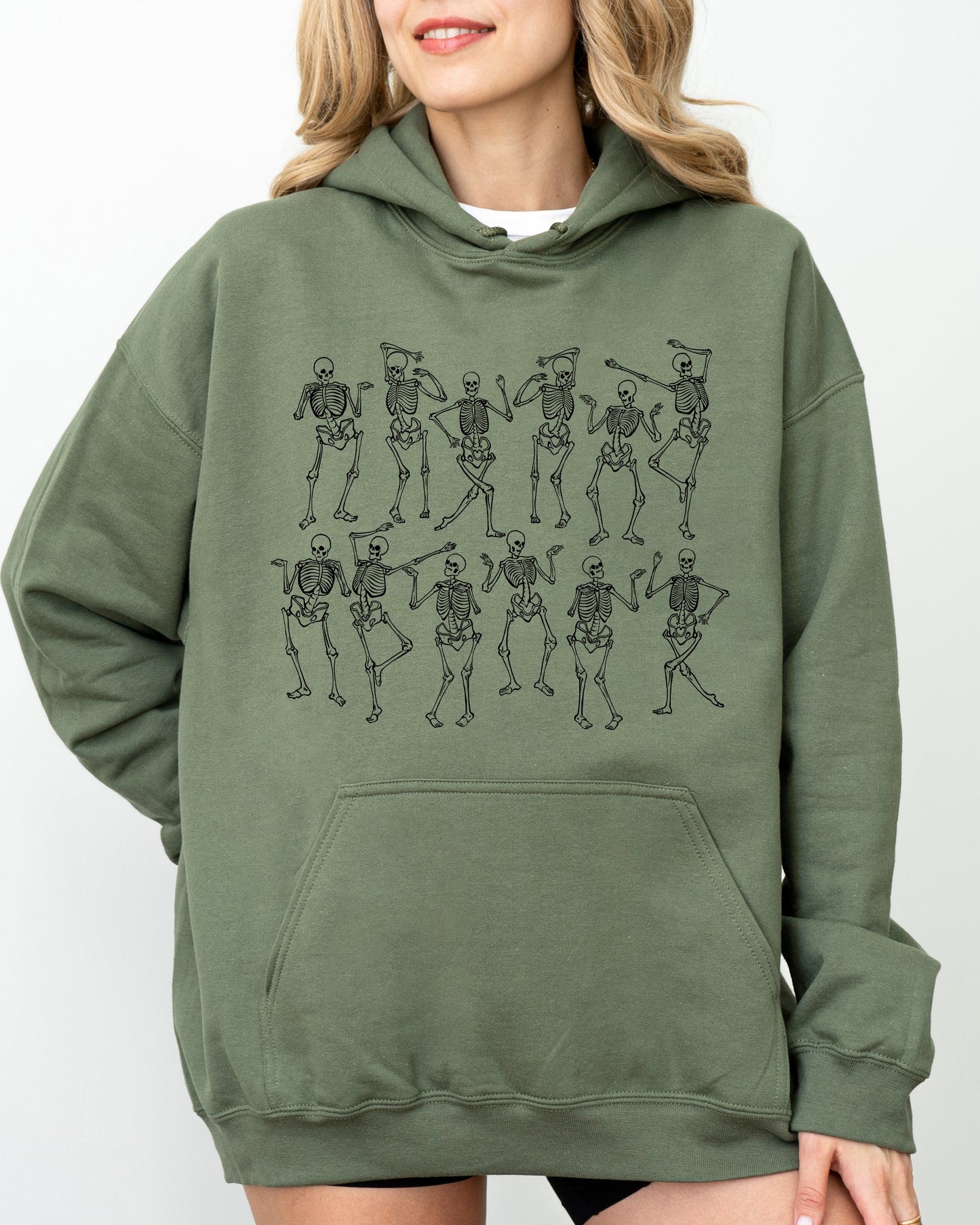 Dancing Skeletons Witch Skull Halloween Costume Hoodie Hooded Sweatshirt