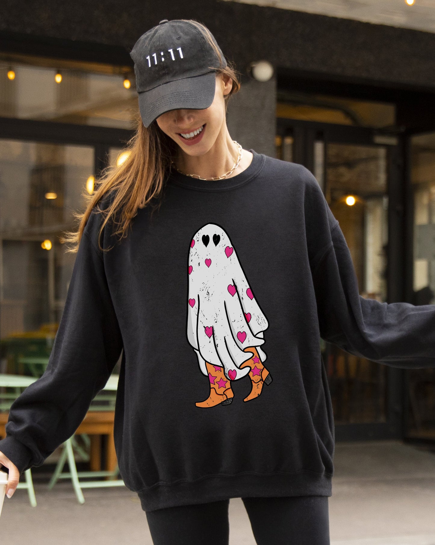 Cowgirl Ghost Western Skeleton Witch Skull Costume Sweatshirt