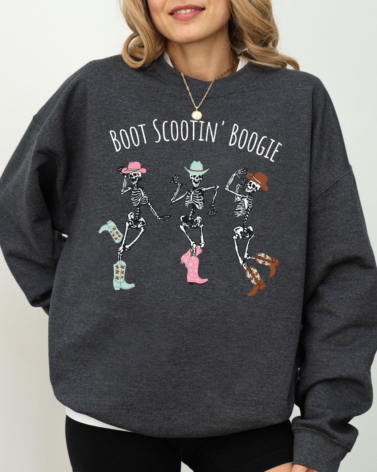 Boot Scootin' Boogie Western Skeleton Halloween Costume Sweatshirt