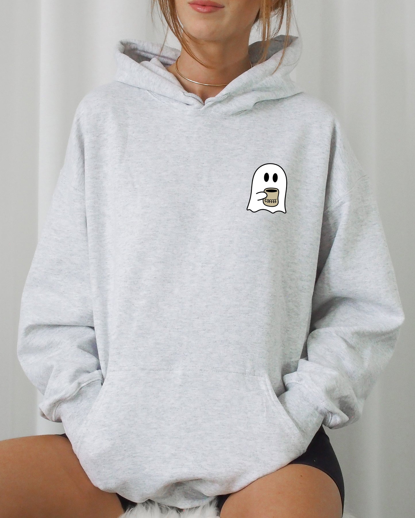 Ghost Coffee Lover Pocket Hoodie Hooded Sweatshirt