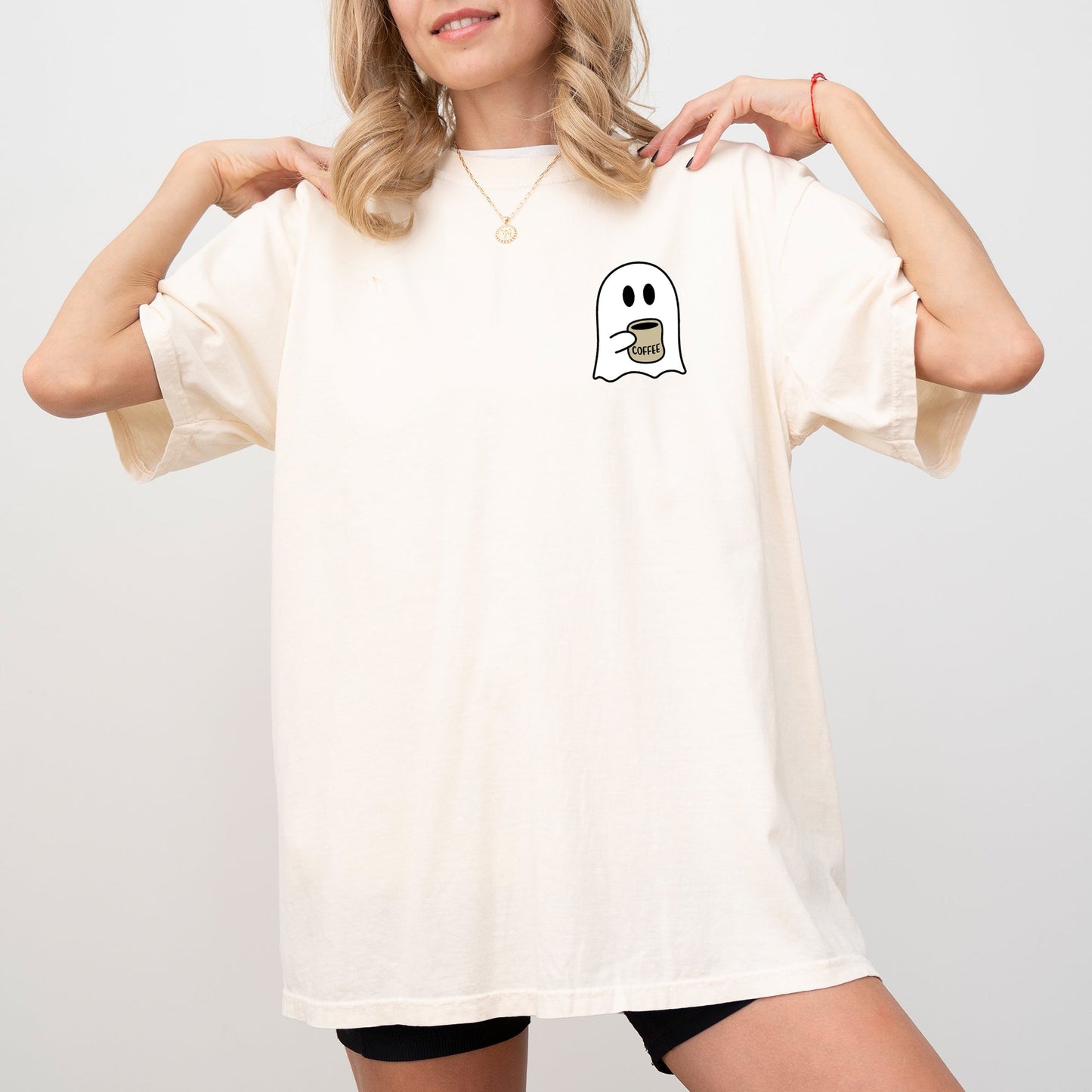 Ghost Coffee Lover Pocket Skeleton Halloween T-Shirt Comfort Colors