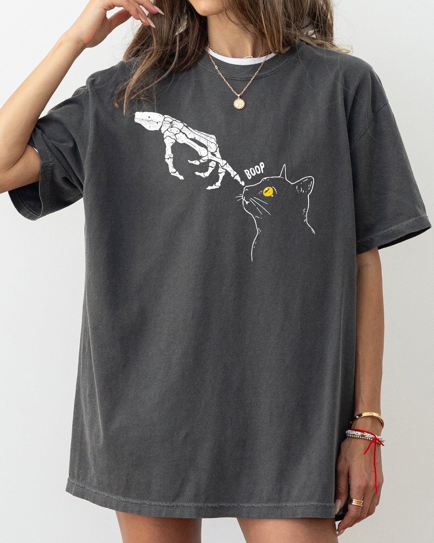 Boop Cat Skeleton Ghost Witch Skull Spooky Aesthetic Meme Halloween Costume T-Shirt Comfort Colors