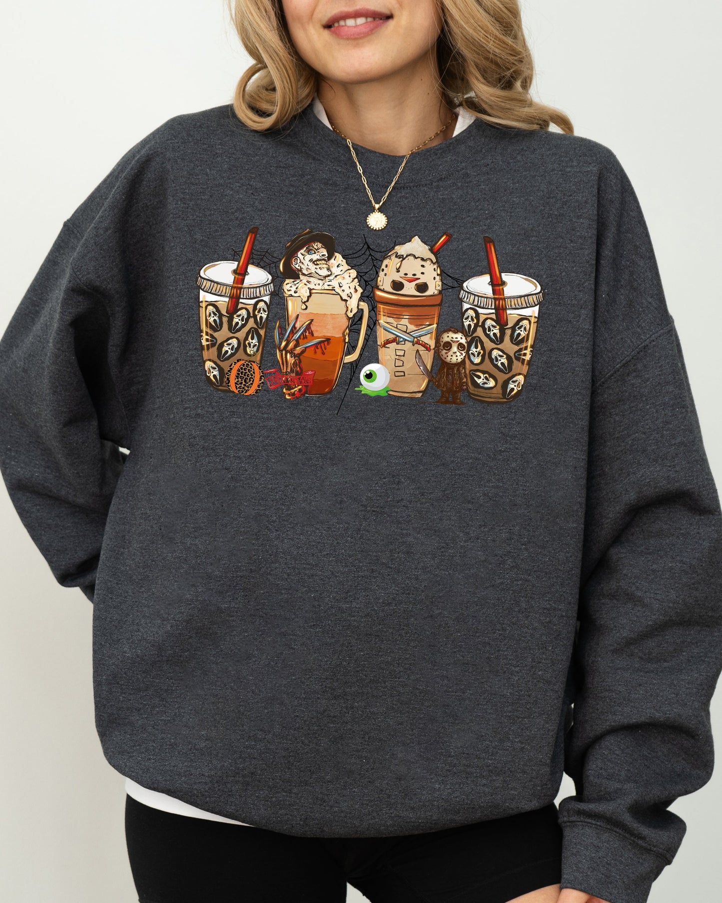 Halloween Coffee Spooky Costume Sweatshirt Gildan