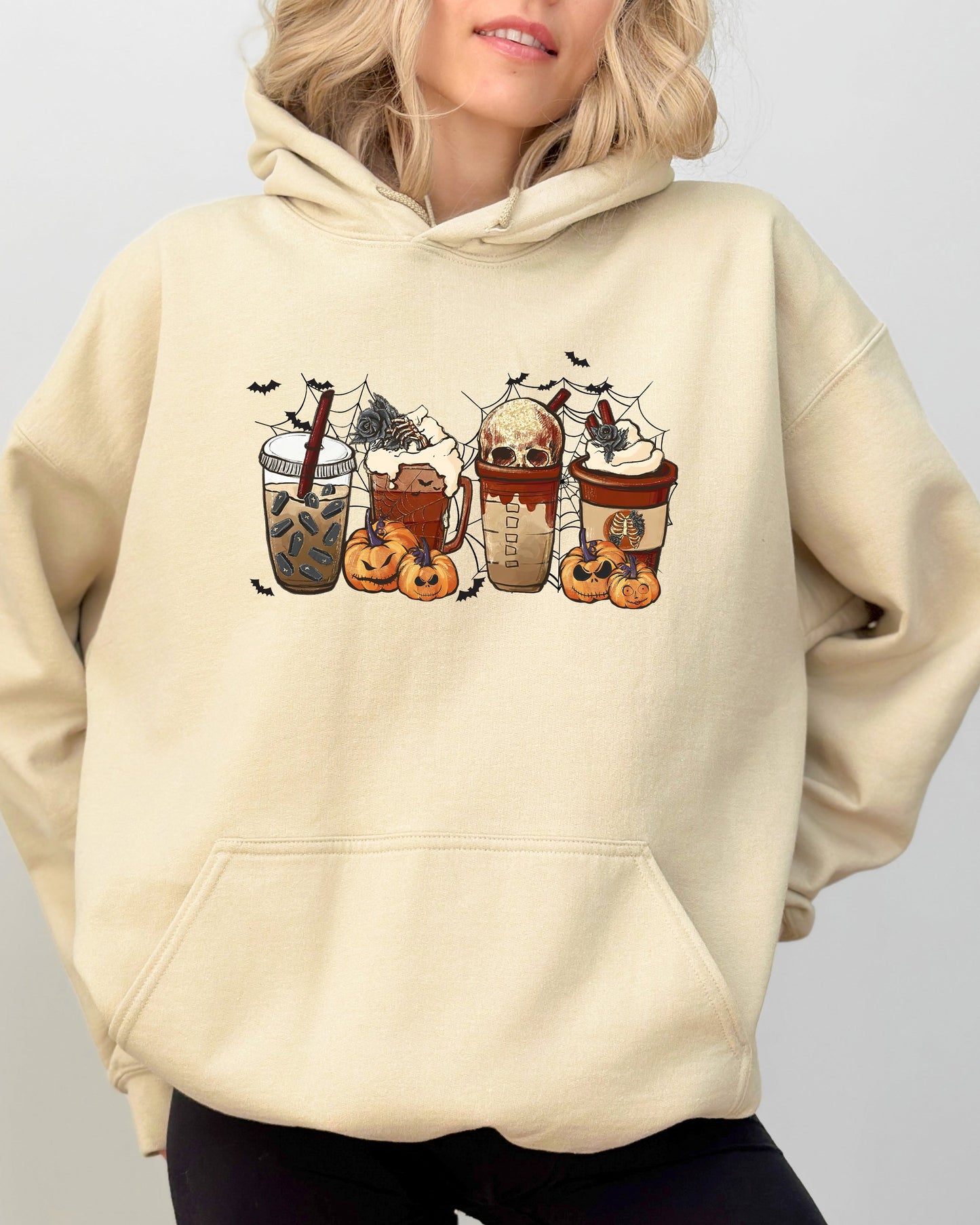 Halloween Coffee Retro Costume Hoodie Hooded Sweatshirt