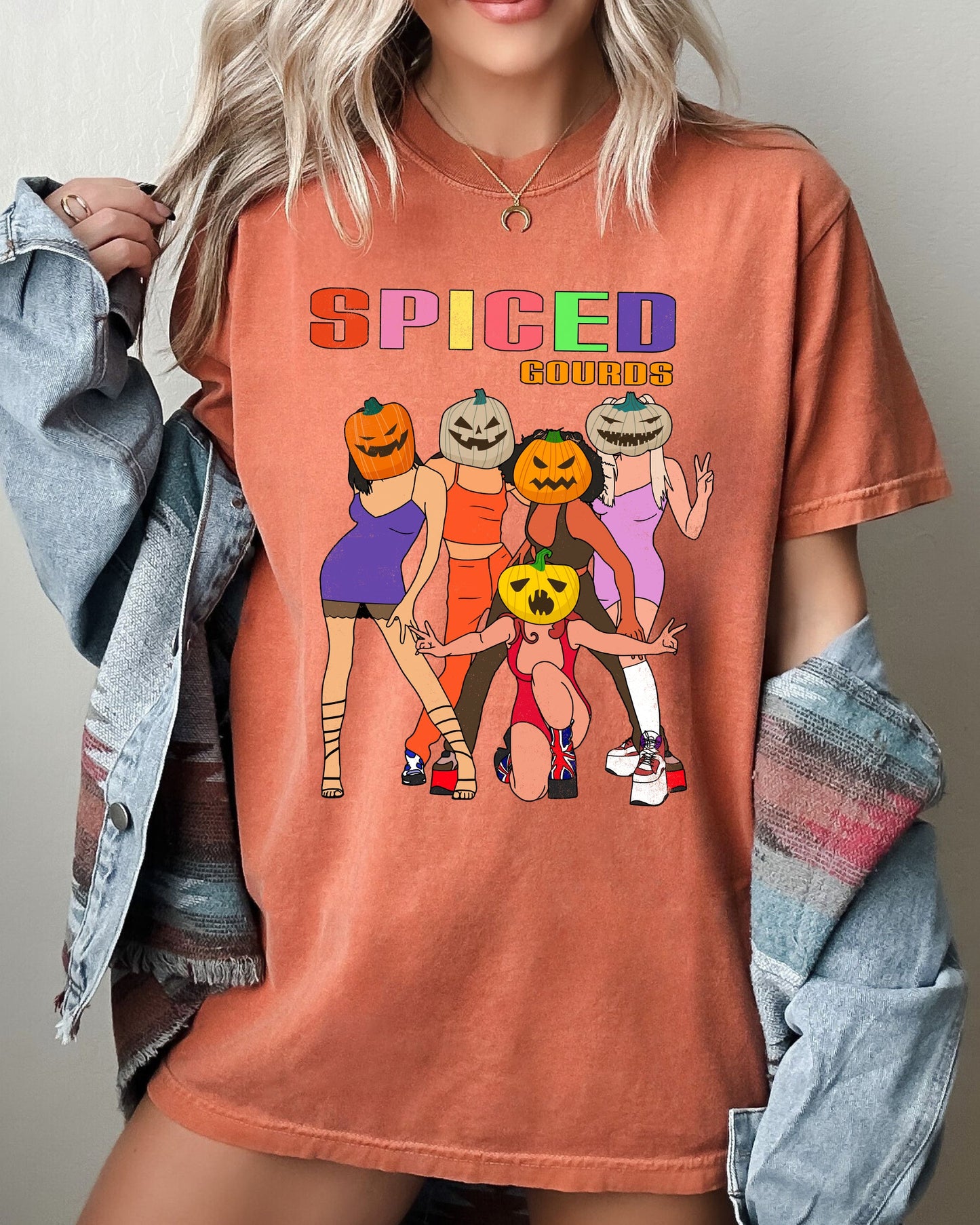 Spiced Gourds Skeleton Ghost Witch Skull Halloween Costume Tshirt Comfort Colors T-Shirt