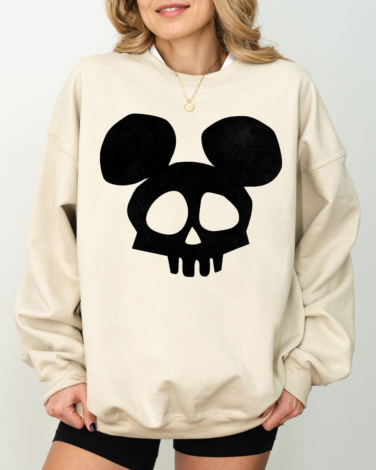 Halloween Spooky Costume Sweatshirt Soft Fleece Interior Mouse Ears Skeleton Ghost Witch Skull