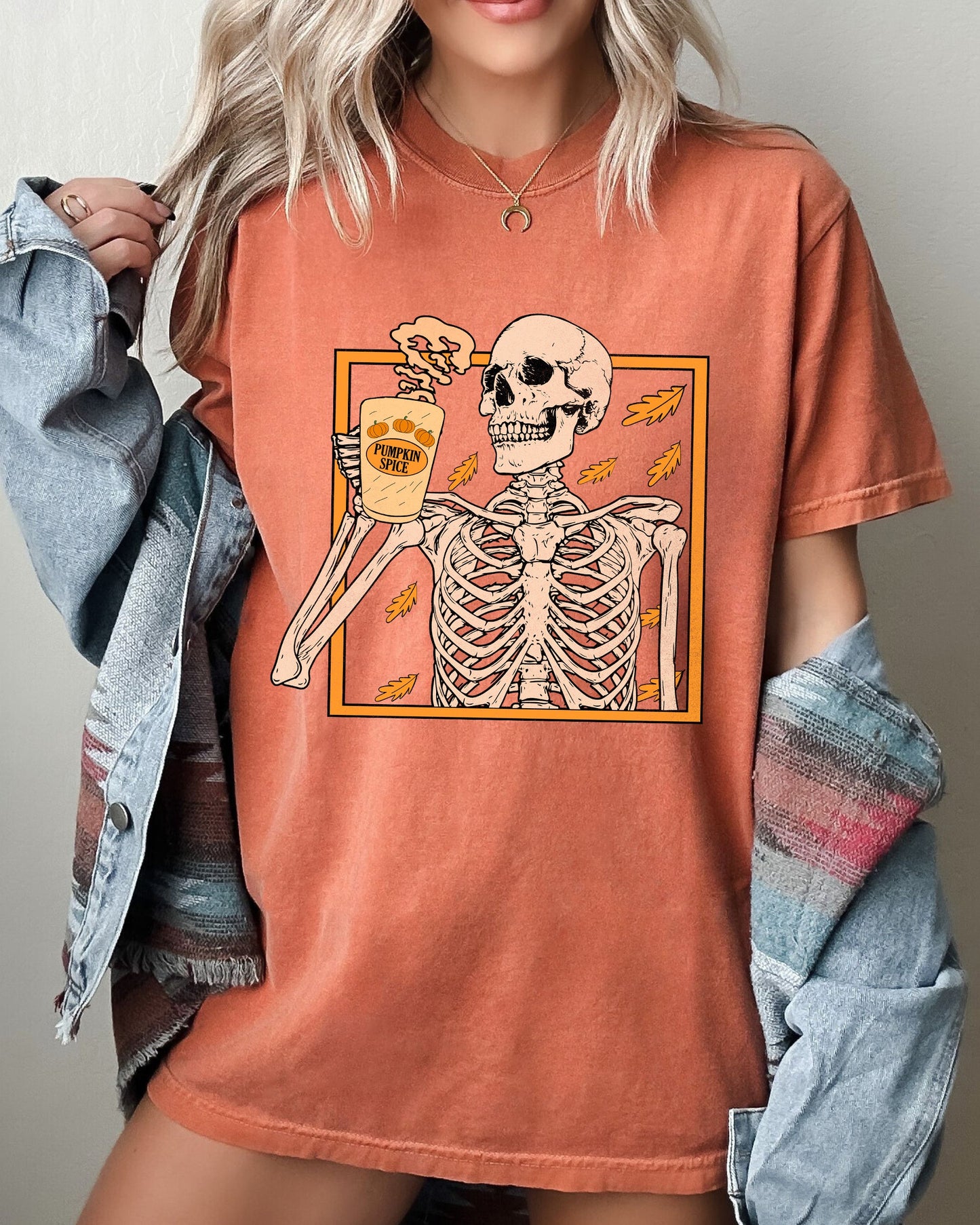 Pumpkin Spice, Coffee, Skeleton, Ghost, Witch, Skull, Spooky, Aesthetic, Meme, Halloween, Costume, Tshirt Comfort Colors T-Shirt
