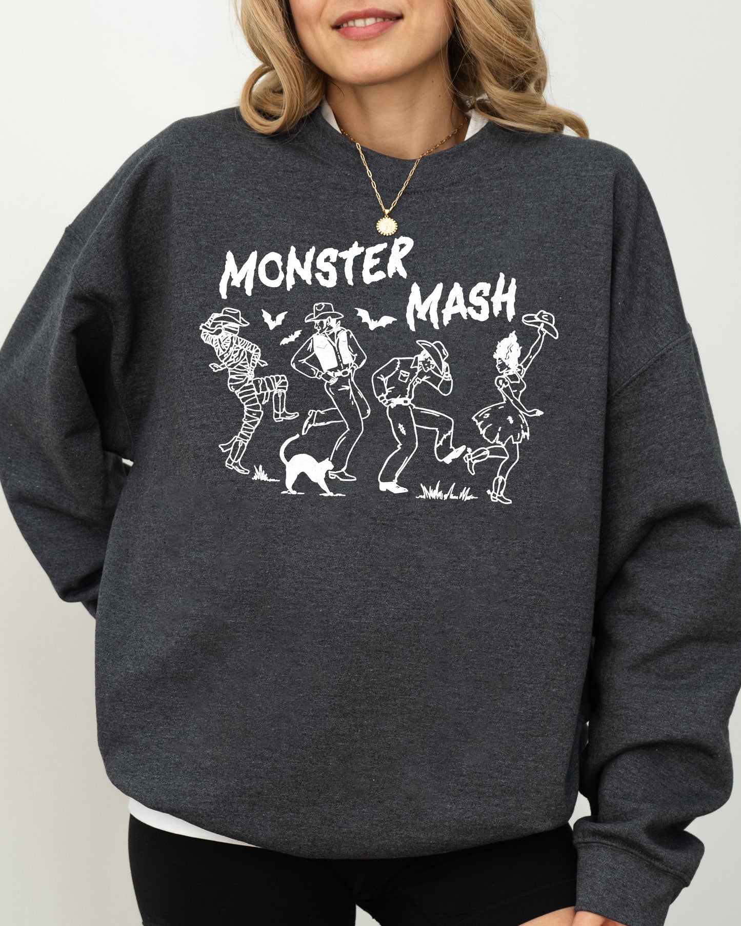 Monster Mash, Skeleton, Ghost, Witch, Skull, Spooky, Aesthetic, Meme, Halloween, Costume Sweatshirt