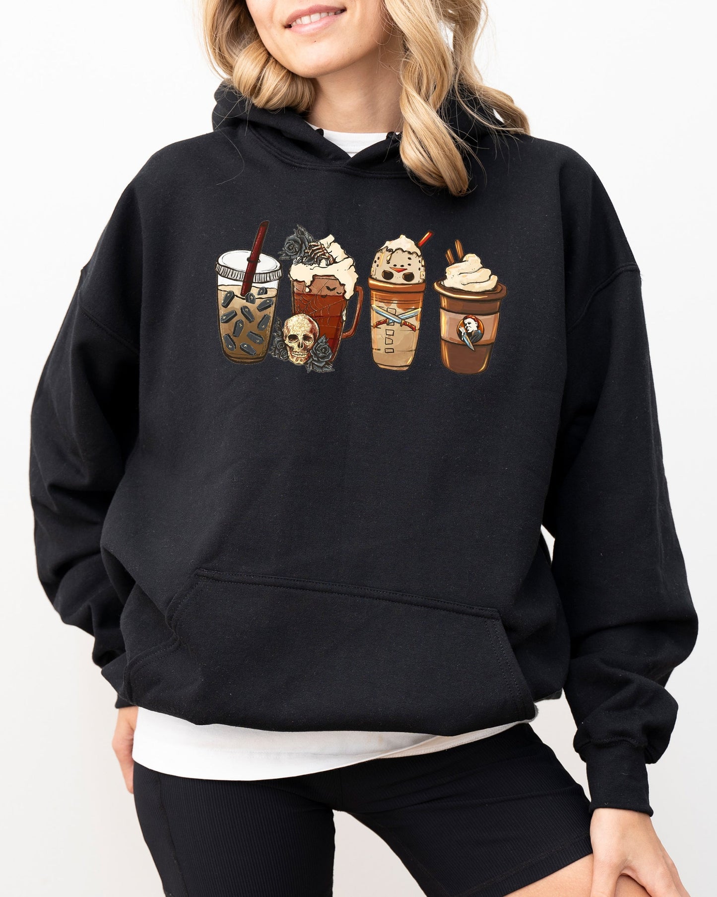 Halloween Coffee Spooky Costume Hoodie Hooded Sweatshirt