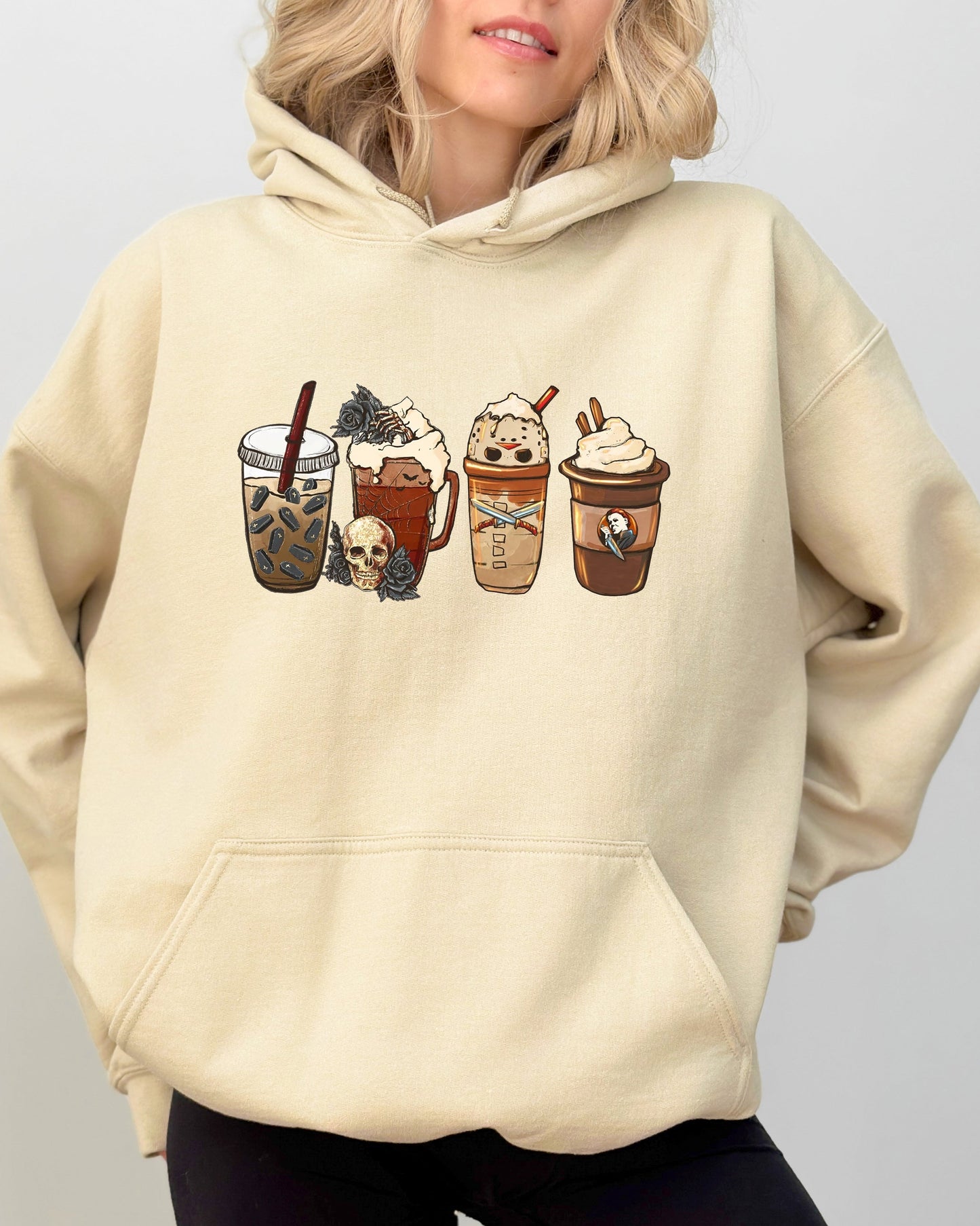 Halloween Coffee Spooky Costume Hoodie Hooded Sweatshirt
