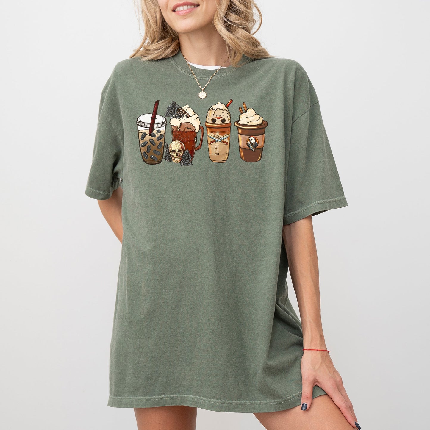 Halloween Coffee Spooky Aesthetic T-Shirt Comfort Colors