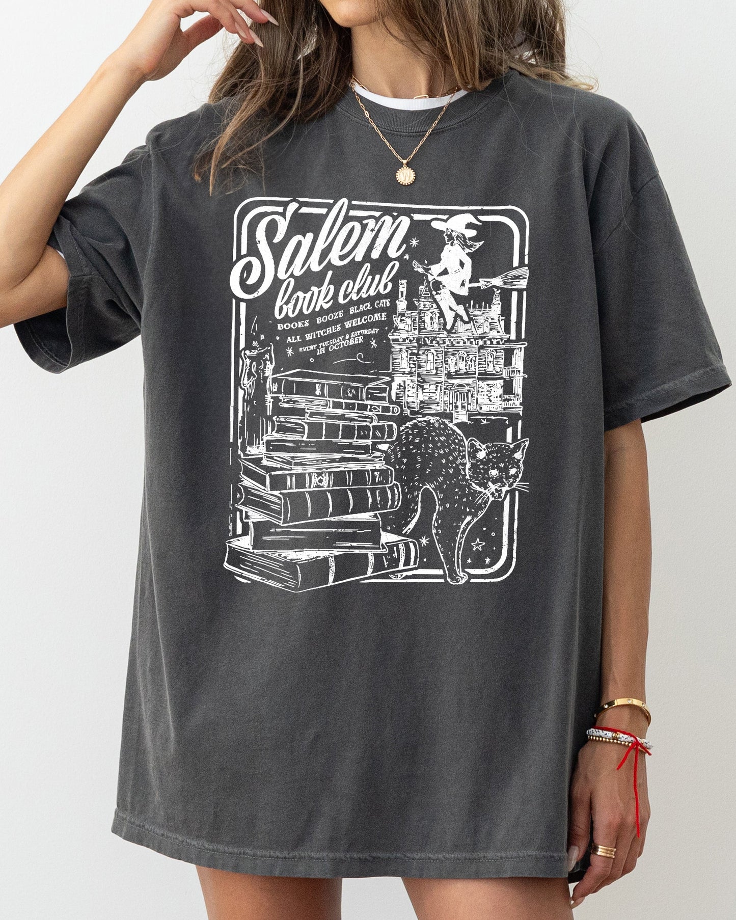 Salem Book Club, Spooky, Skeleton, Ghost, Witch, Skull, Aesthetic, Meme, Halloween, Costume, Tshirt Comfort Colors T-Shirt