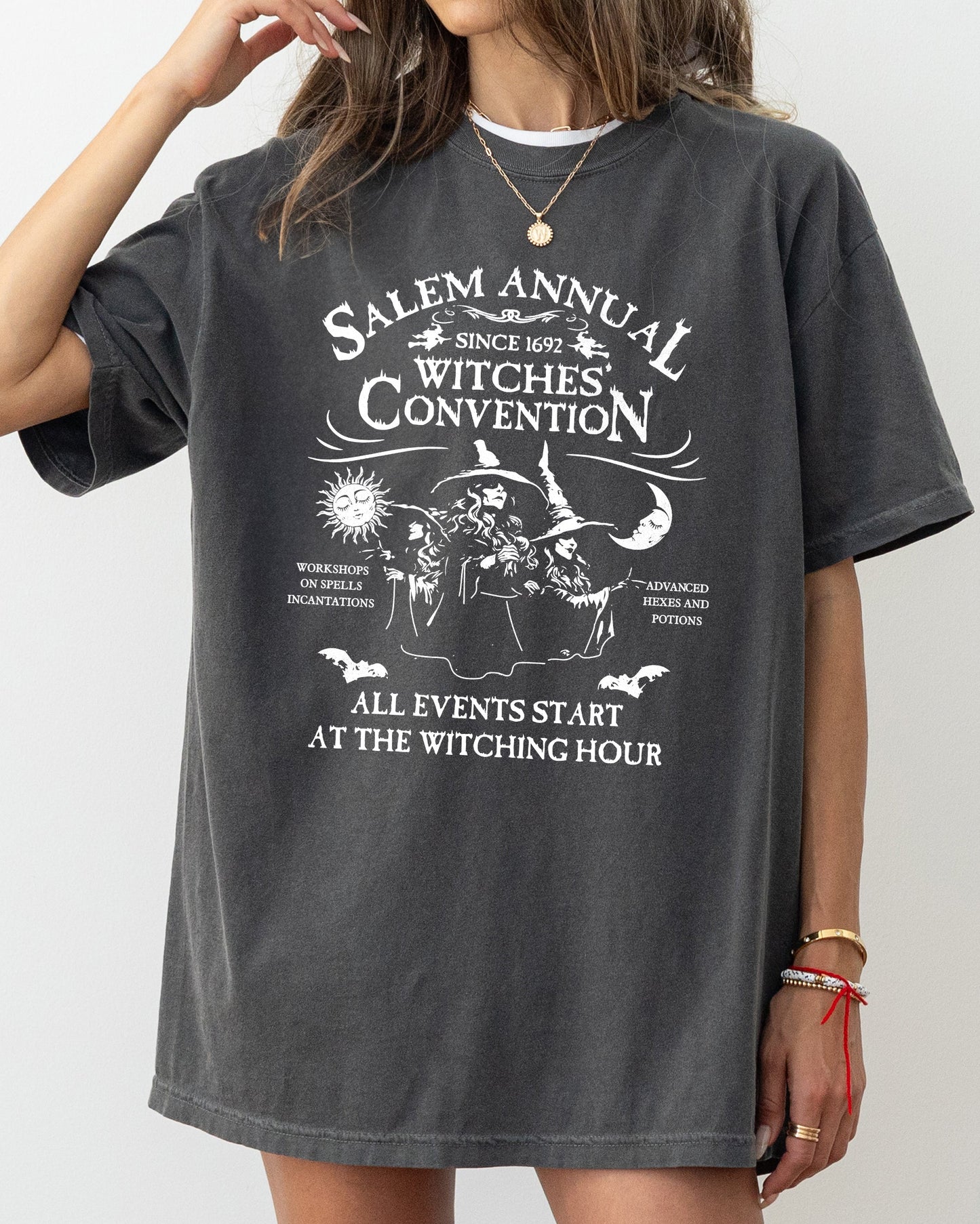 Salem Annual Witches Convention, Spooky, Skeleton, Ghost, Witch, Skull, Aesthetic, Meme, Halloween, Costume, Tshirt Comfort Colors T-Shirt